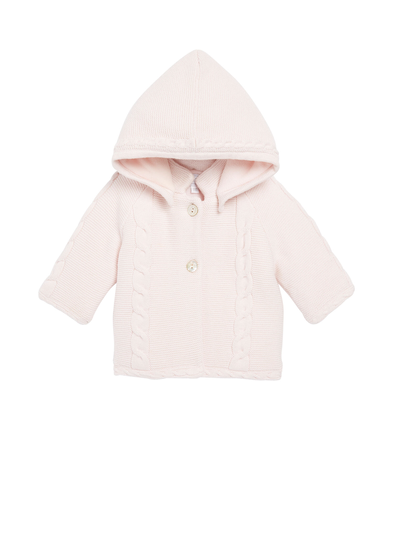 Pembe Kapüşonlu Kız Bebek Triko Mont