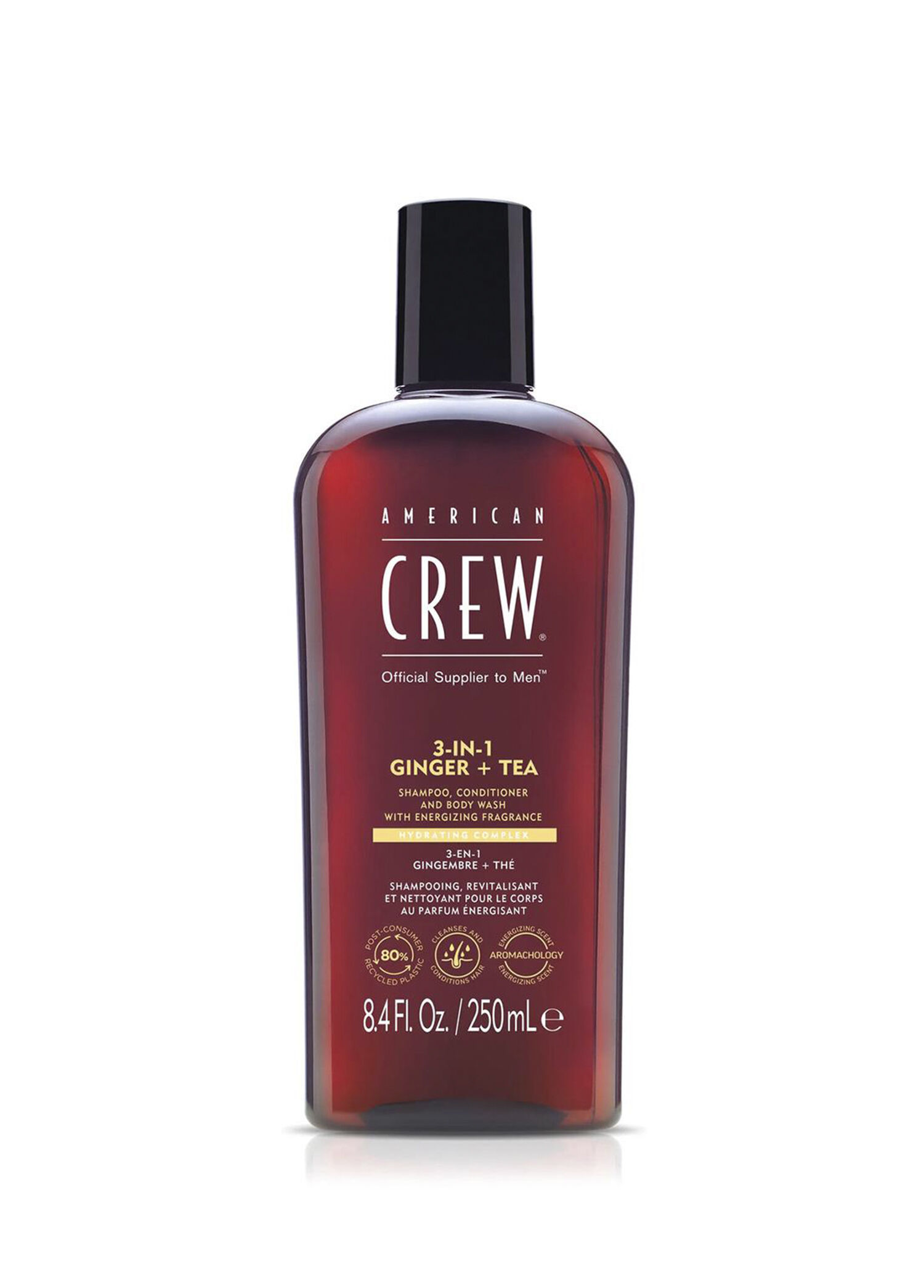P American Crew 3In 1 Ginger Tea With Energizing Fragrance Erkekler Icin Besleyici Sampuan Sac Kremi Vucut Losyonu 250 Ml