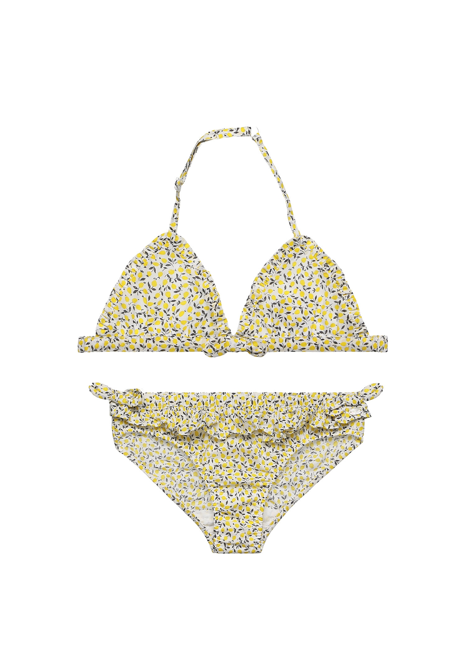 Sarı Desenli Coton Kız Çocuk Bikini Takımı