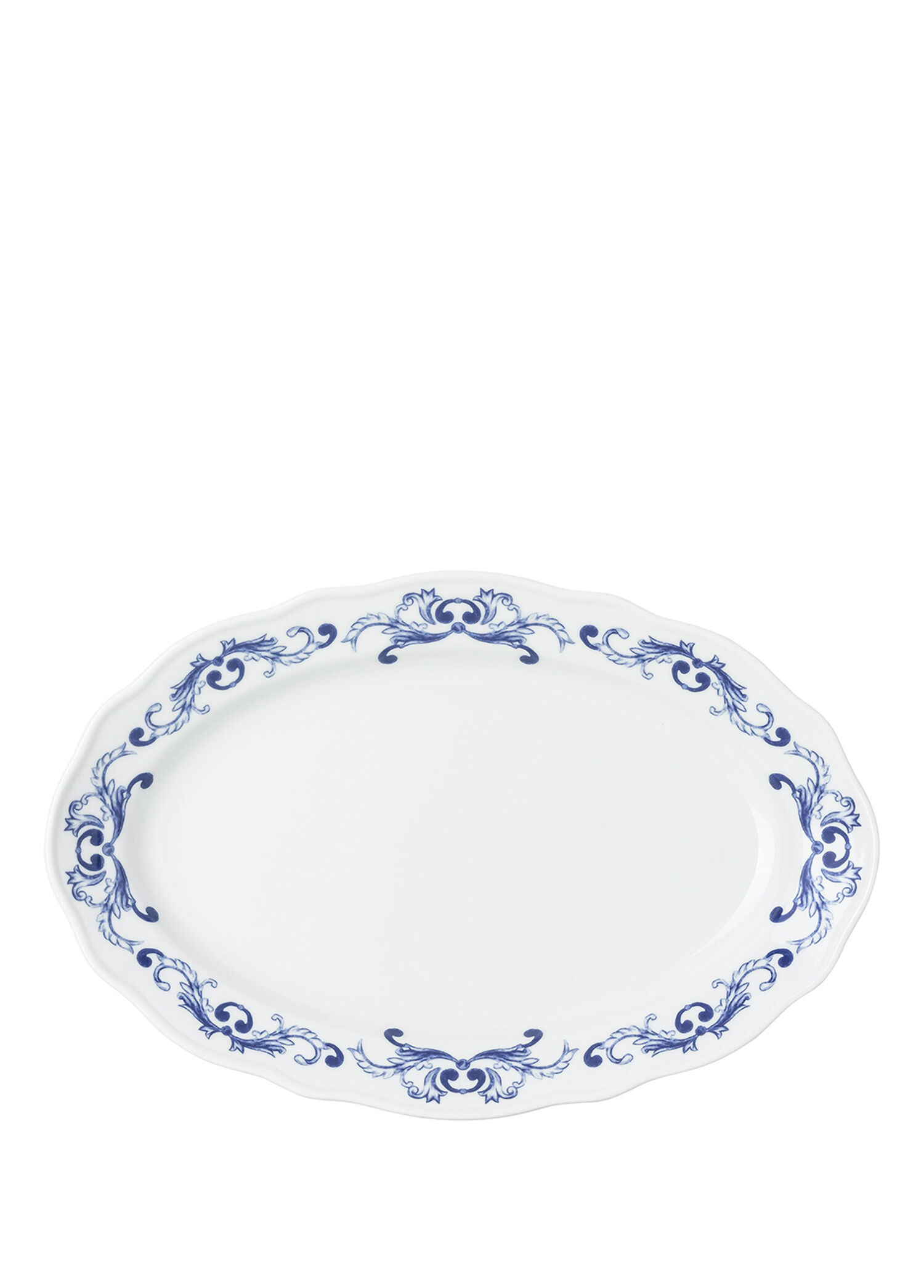 True Blue Mavi Porselen Oval Servis Tabağı 35 cm
