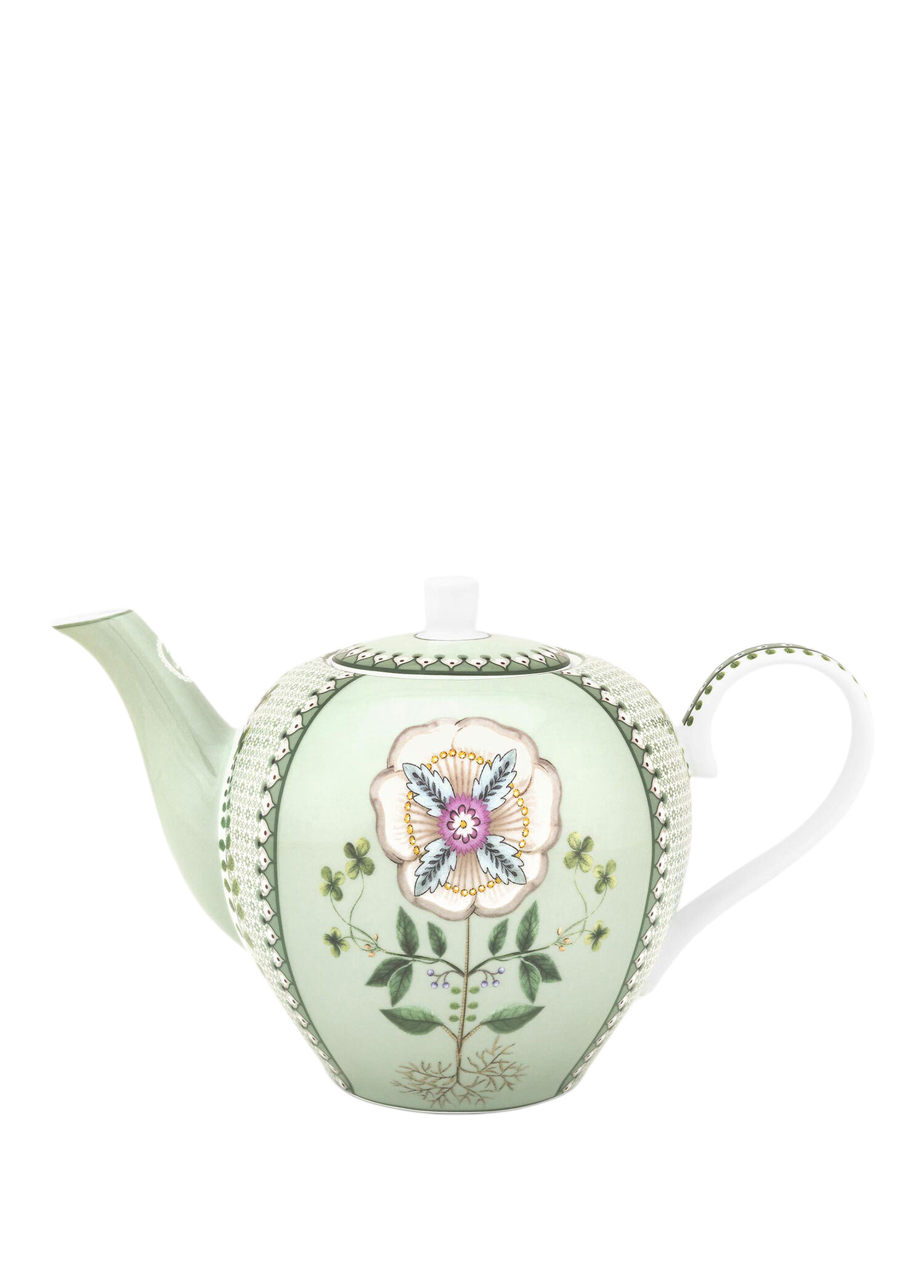 Lily & Lotus Yeşil Desenli Porselen Demlik