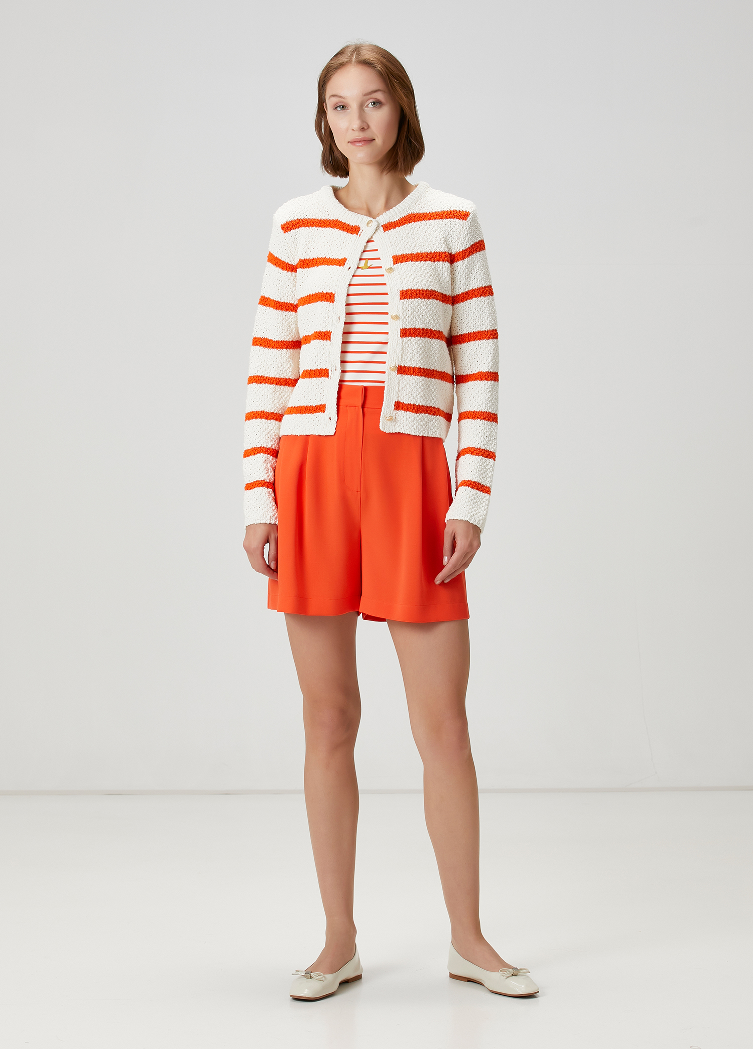 Orange Pleated Shorts