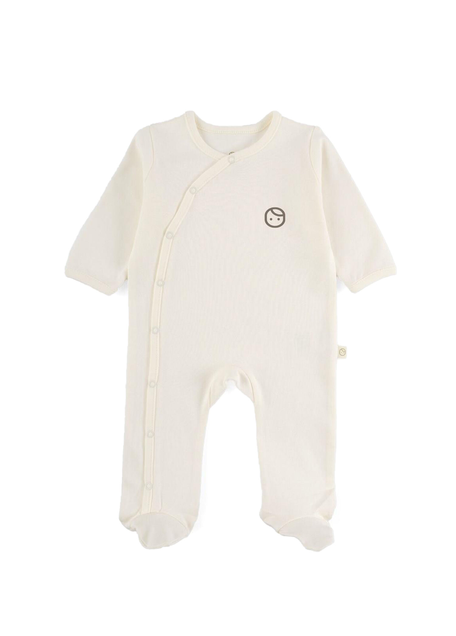 Ekru Organik Pamuk Patikli Unisex Bebek Tulum