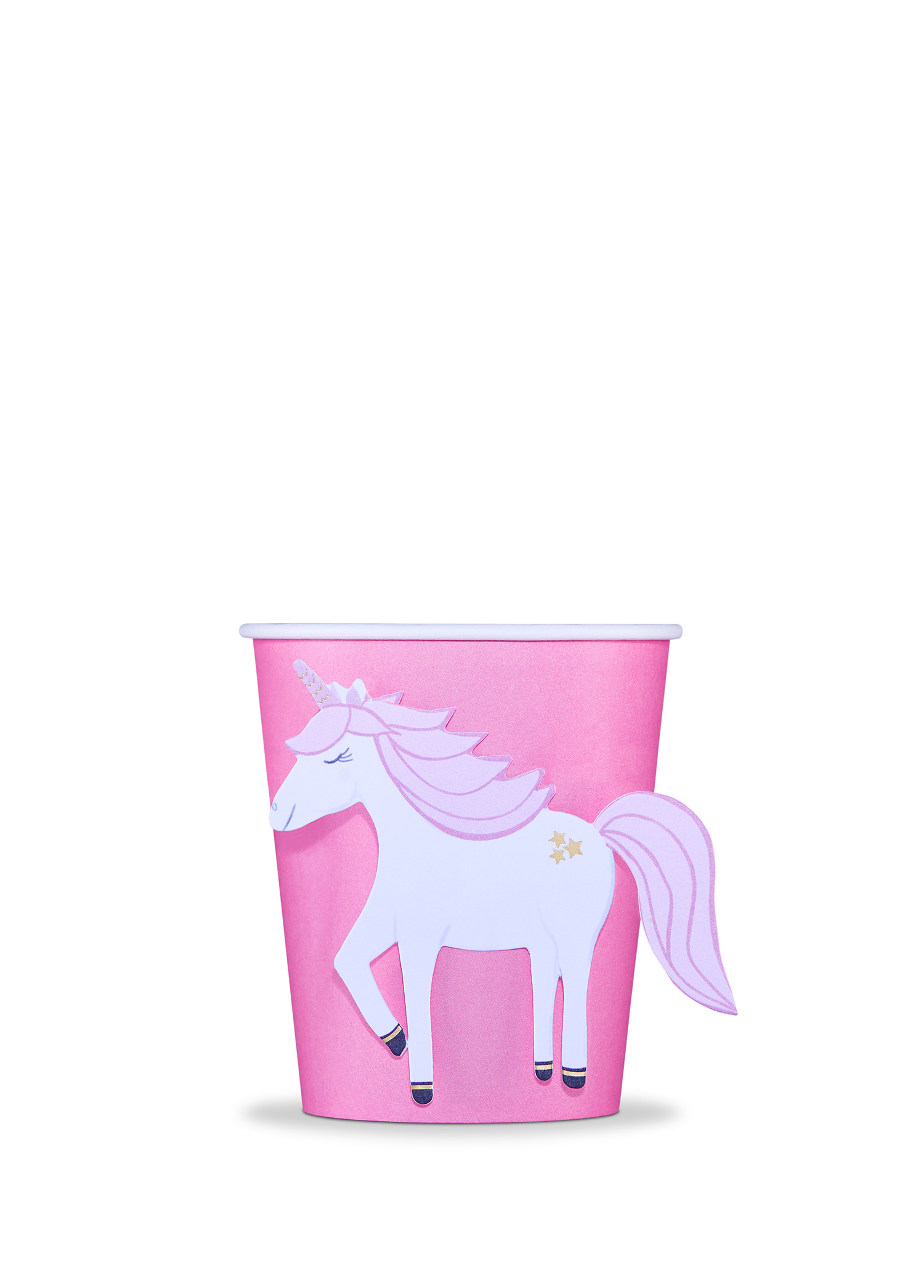 Unicorn Figürlü Pembe 8'li Kağıt Parti Bardağı