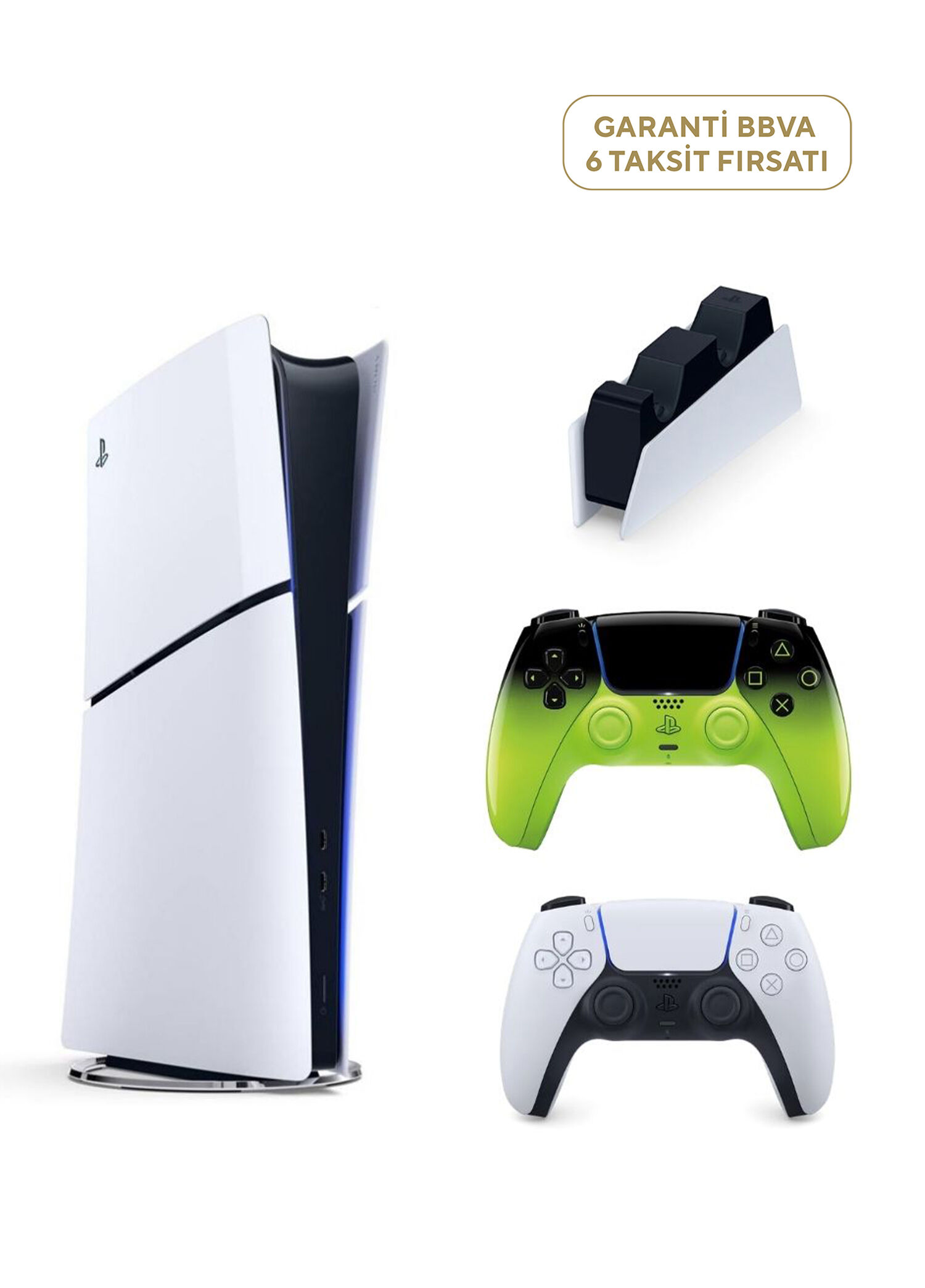 PlayStation 5 Slim Digital Edition 825 GB SSD Oyun Konsolu + 2. PS5 Kol Remix Green + PS5 Şarj İstasyonu (Yeni Sürüm)