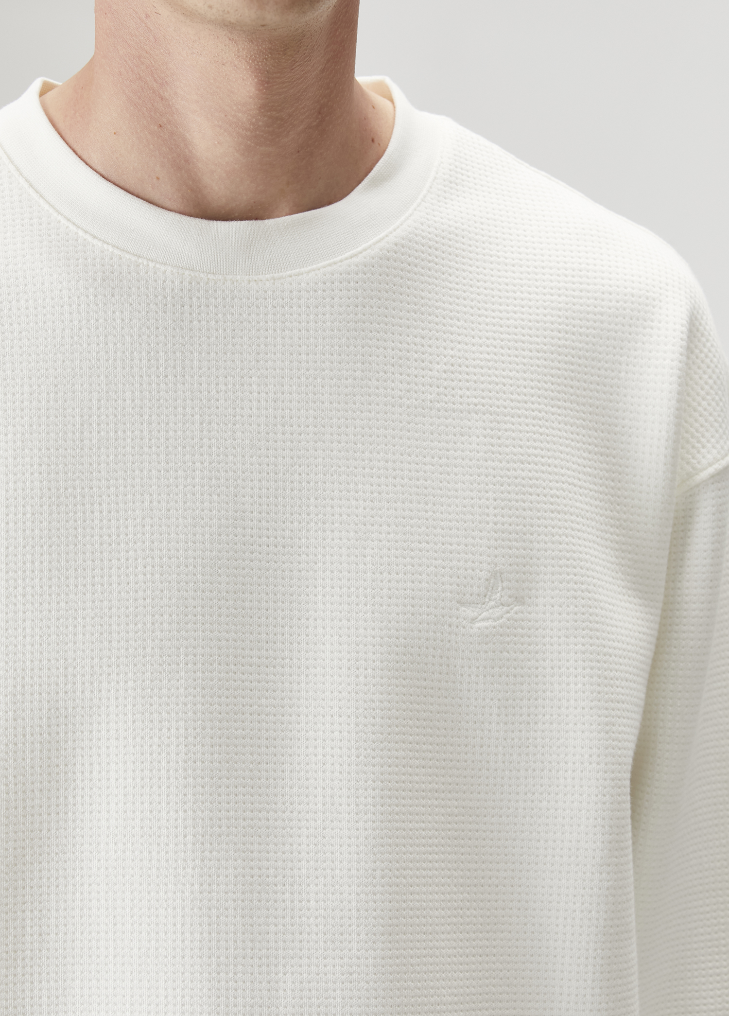Kırık Beyaz Waffle Dokulu Oversized Sweatshirt_5