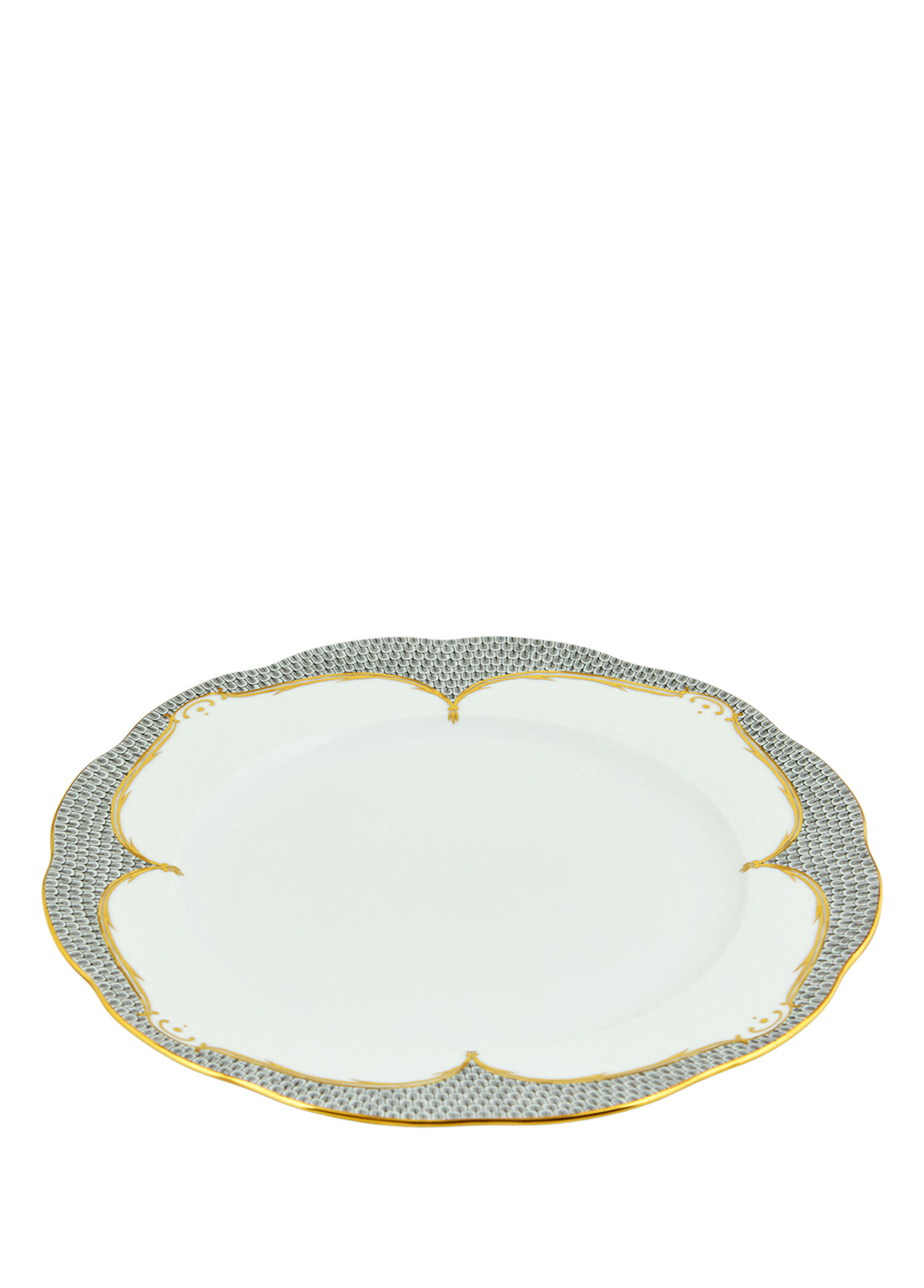 Fish Scale Silver Desenli Gri Porselen Yemek Tabağı 28.5 cm