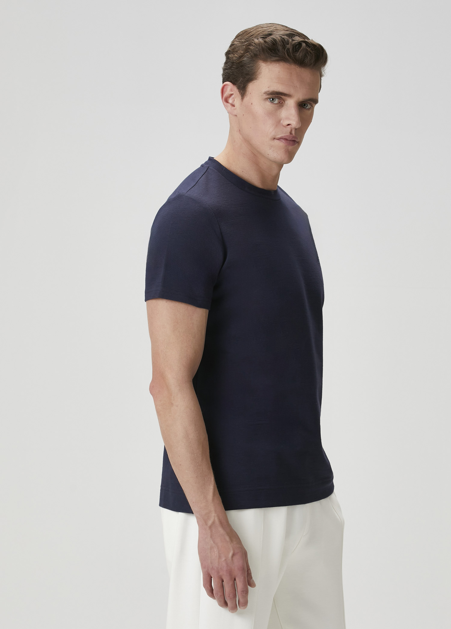 Relaxed Fit Lacivert Basic T-shirt_3