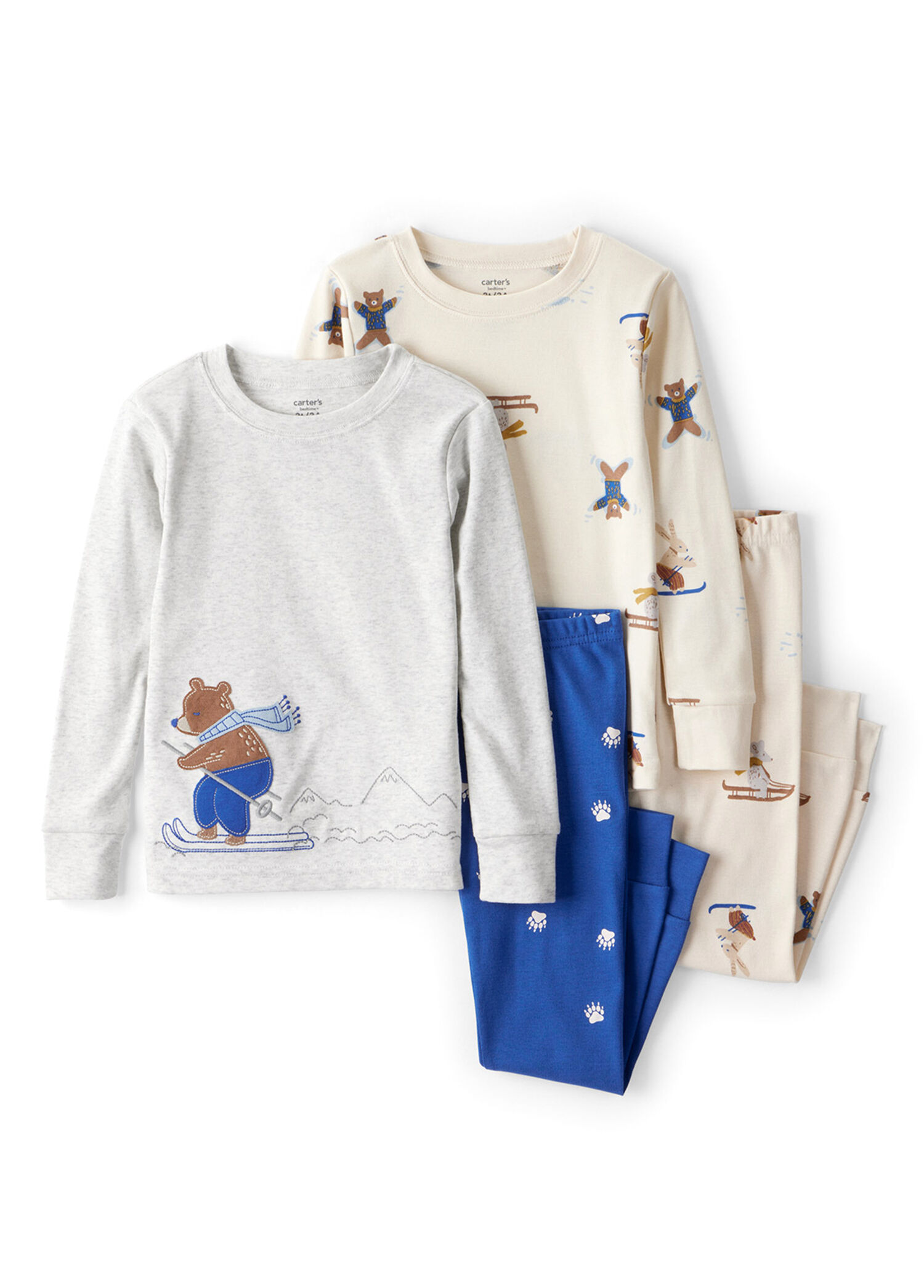 Ekru Nakışlı Erkek Bebek 4'lü Pijama Seti