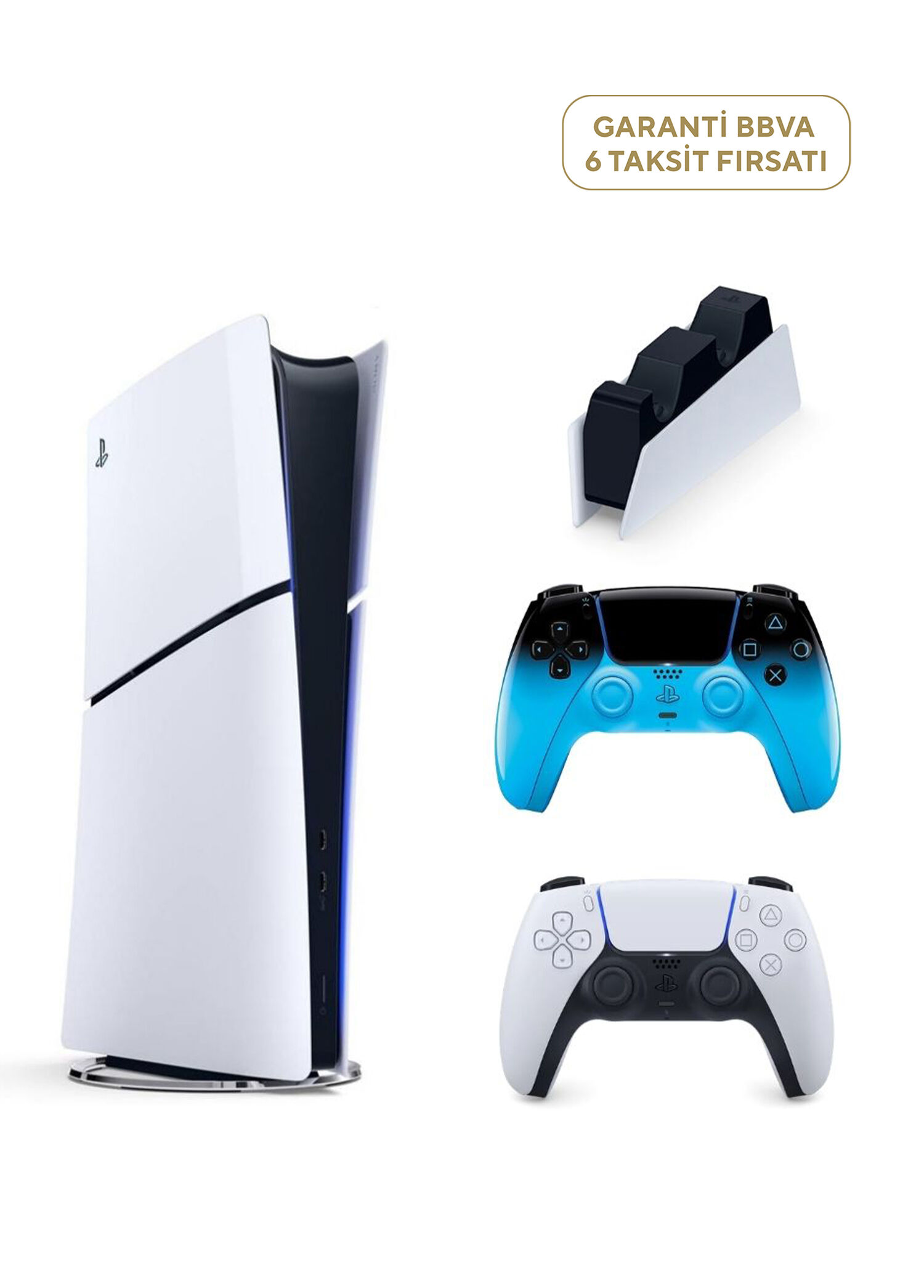 PlayStation 5 Slim Digital Edition 825 GB SSD Oyun Konsolu + 2. PS5 Kol Rhythm Blue + PS5 Şarj İstasyonu (Yeni Sürüm)