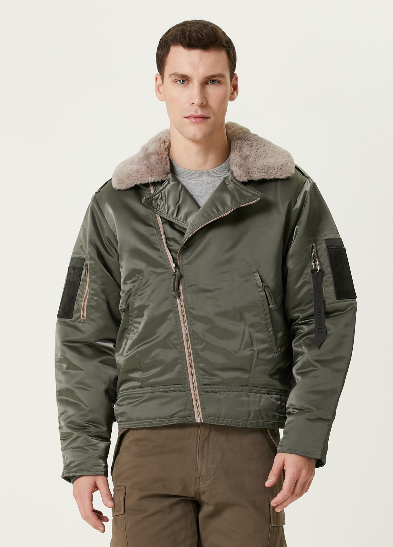 Gri Kruvaze Bomber Mont