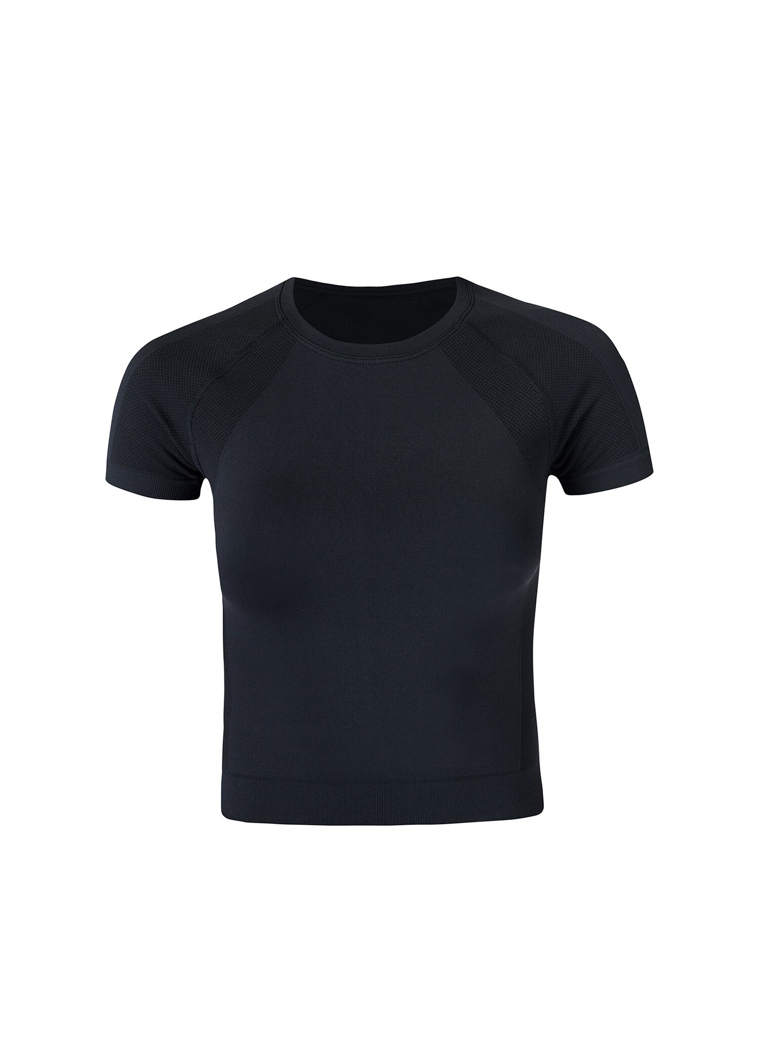 Athlete Crop Seamless Workout Siyah Kadın Spor T-Shirt