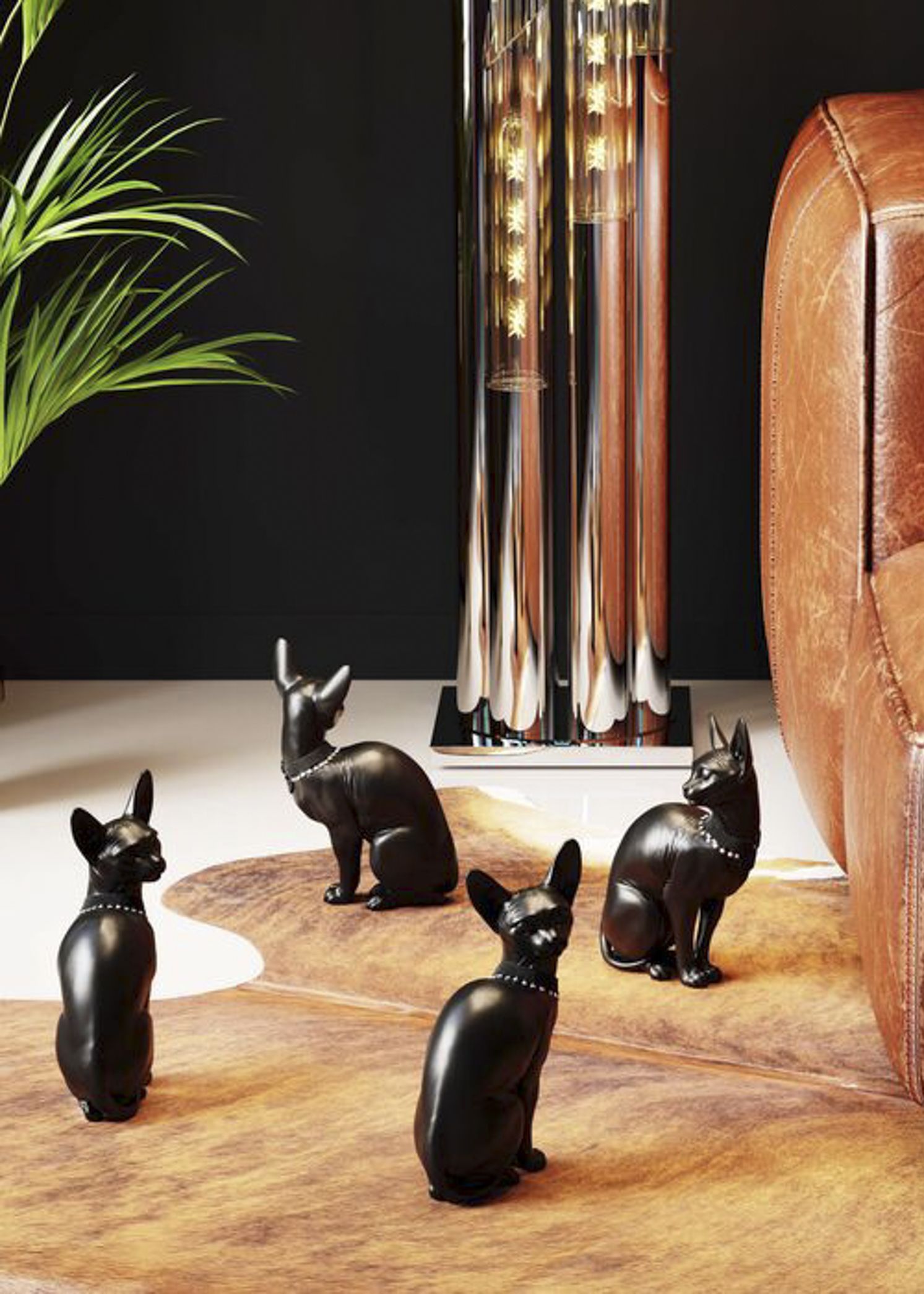 Kare Design - Sitting Cat Audrey Black Dekoratif Obje 27cm - Çok 
