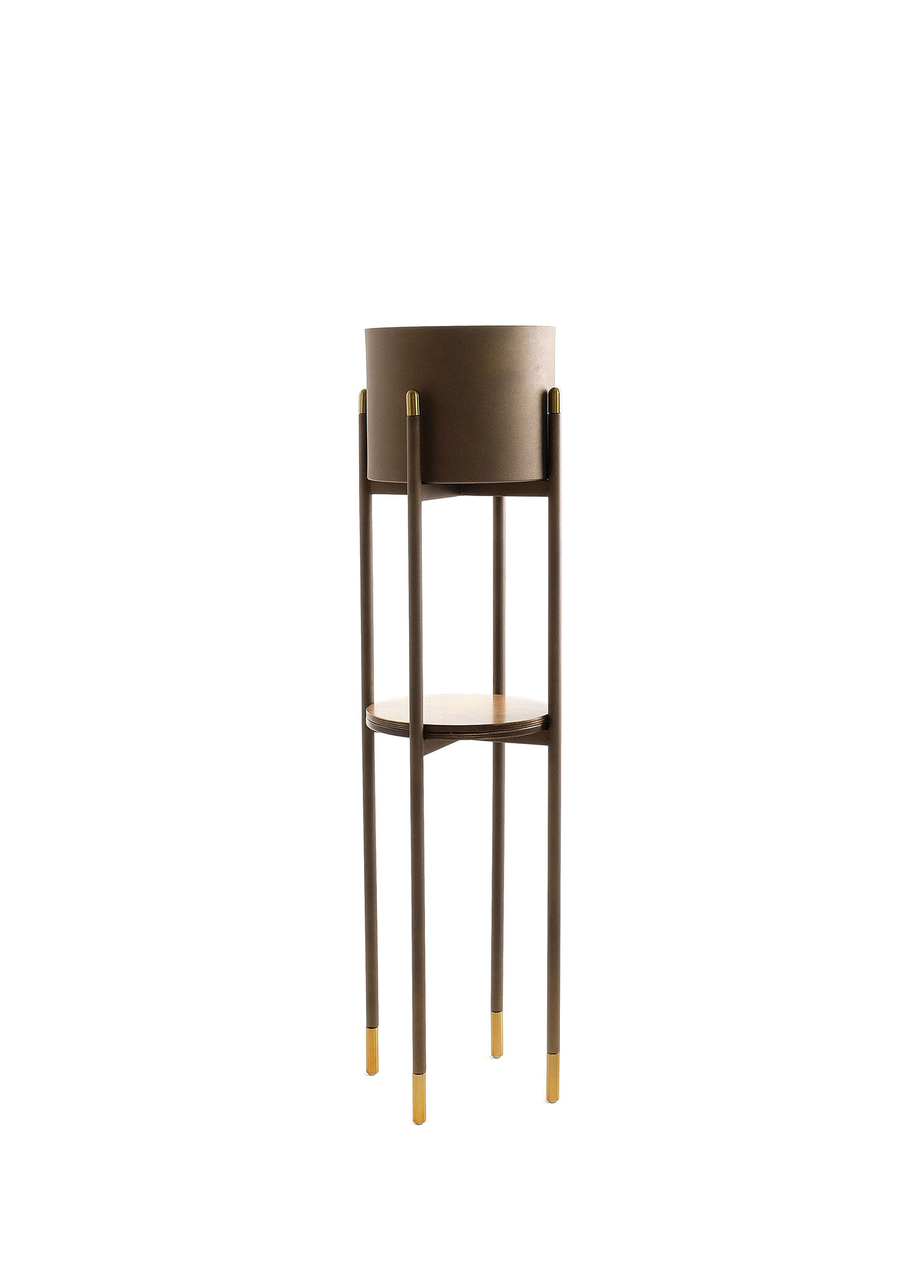 Çiroz Çiçeklik Kahverengi Gold Metal Saksı 94 cm