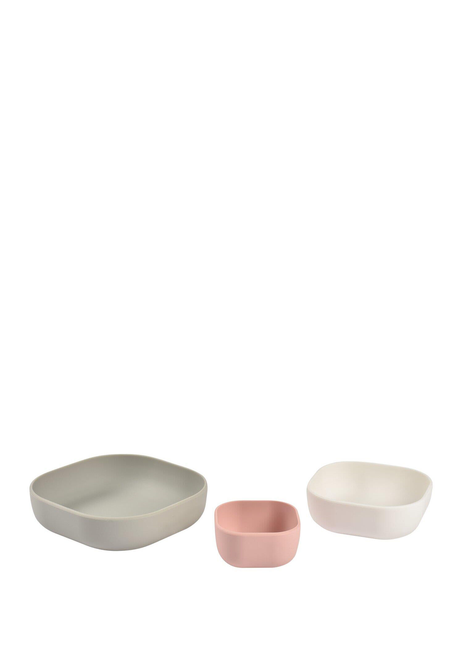 Velvet Grey Cotton Dusty Rose Silikon Çocuk 3'lü Kase Seti