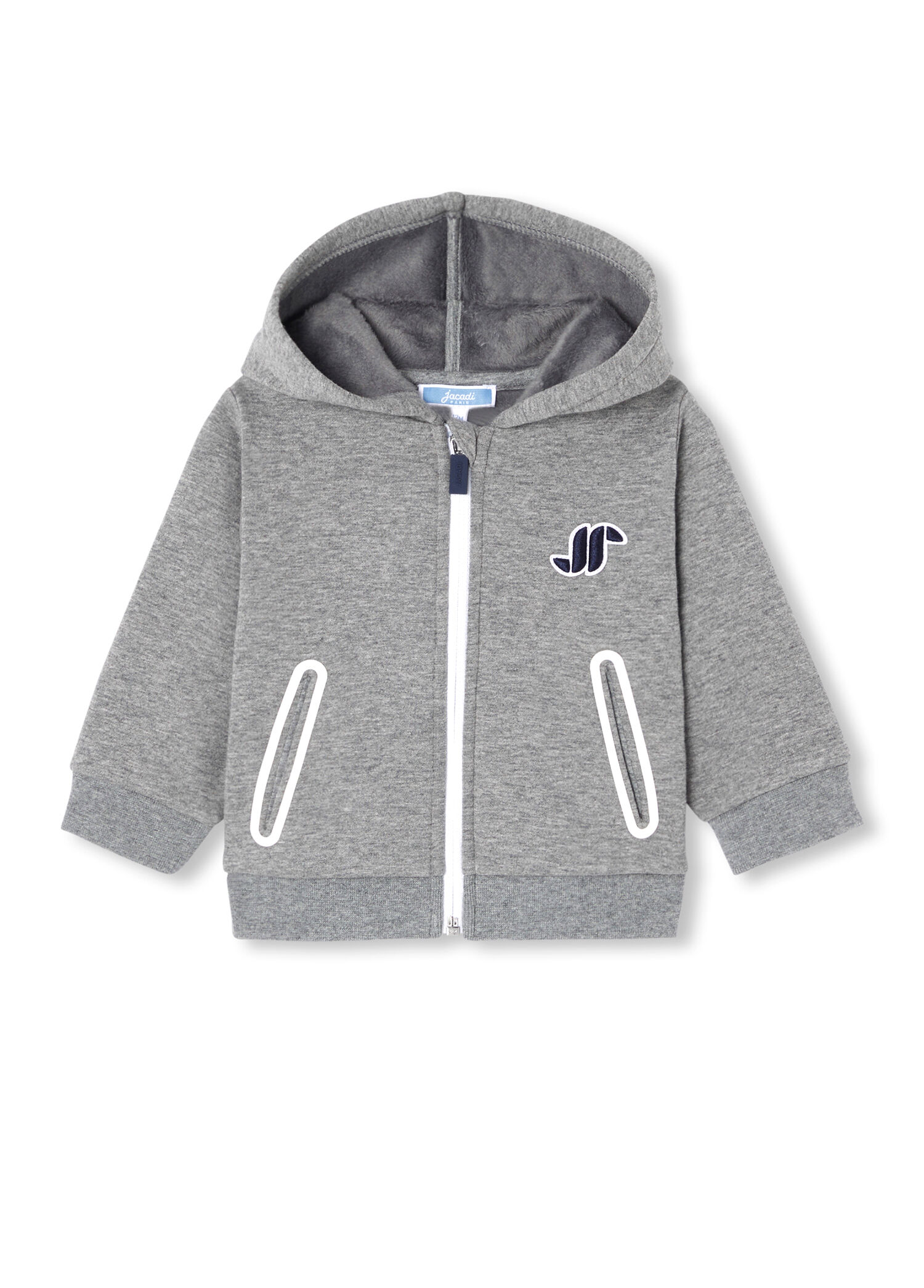 Gri Polar Fermuarlı Kapüşonlu Erkek Bebek Sweatshirt