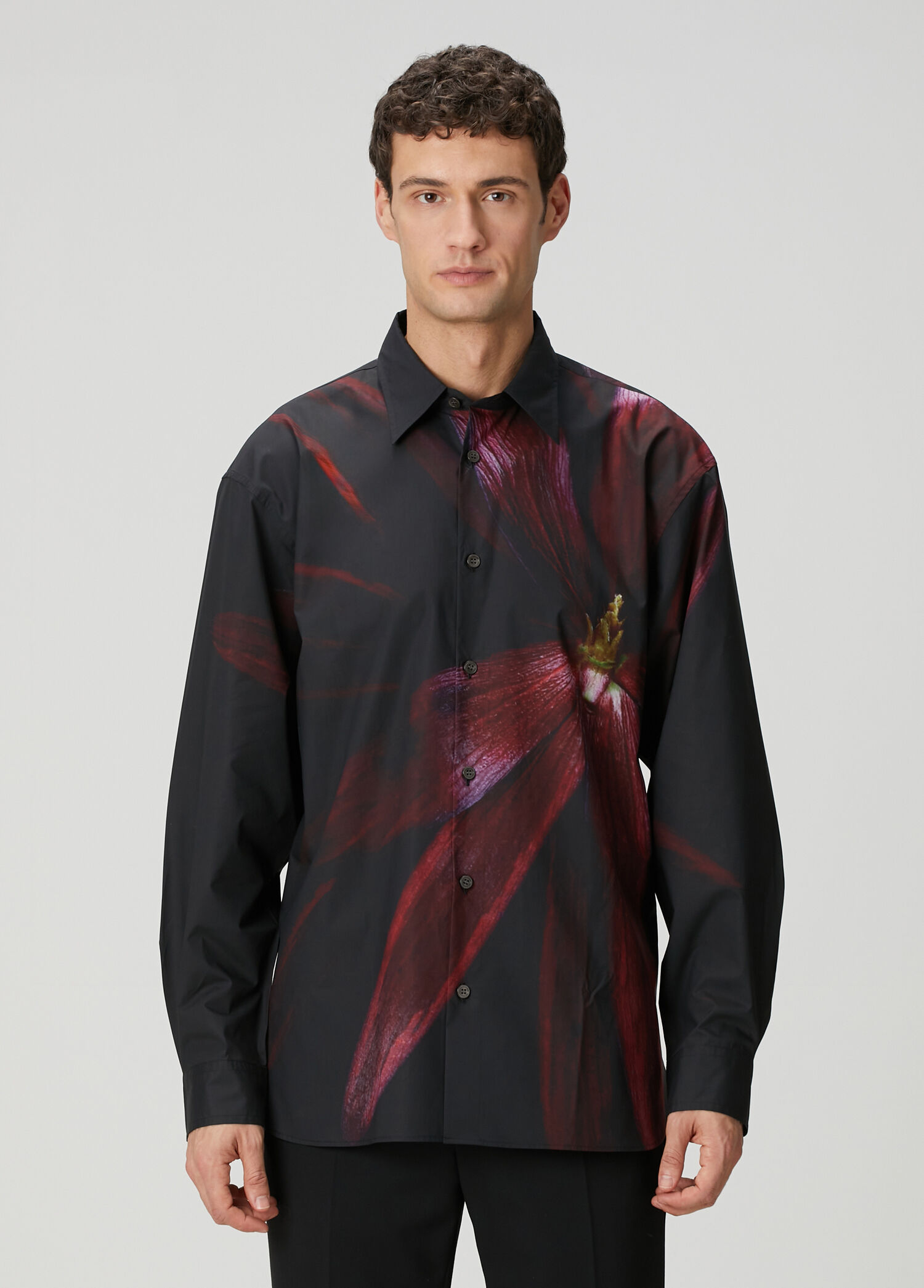 Dries Van Noten - Black Floral Print Shirt