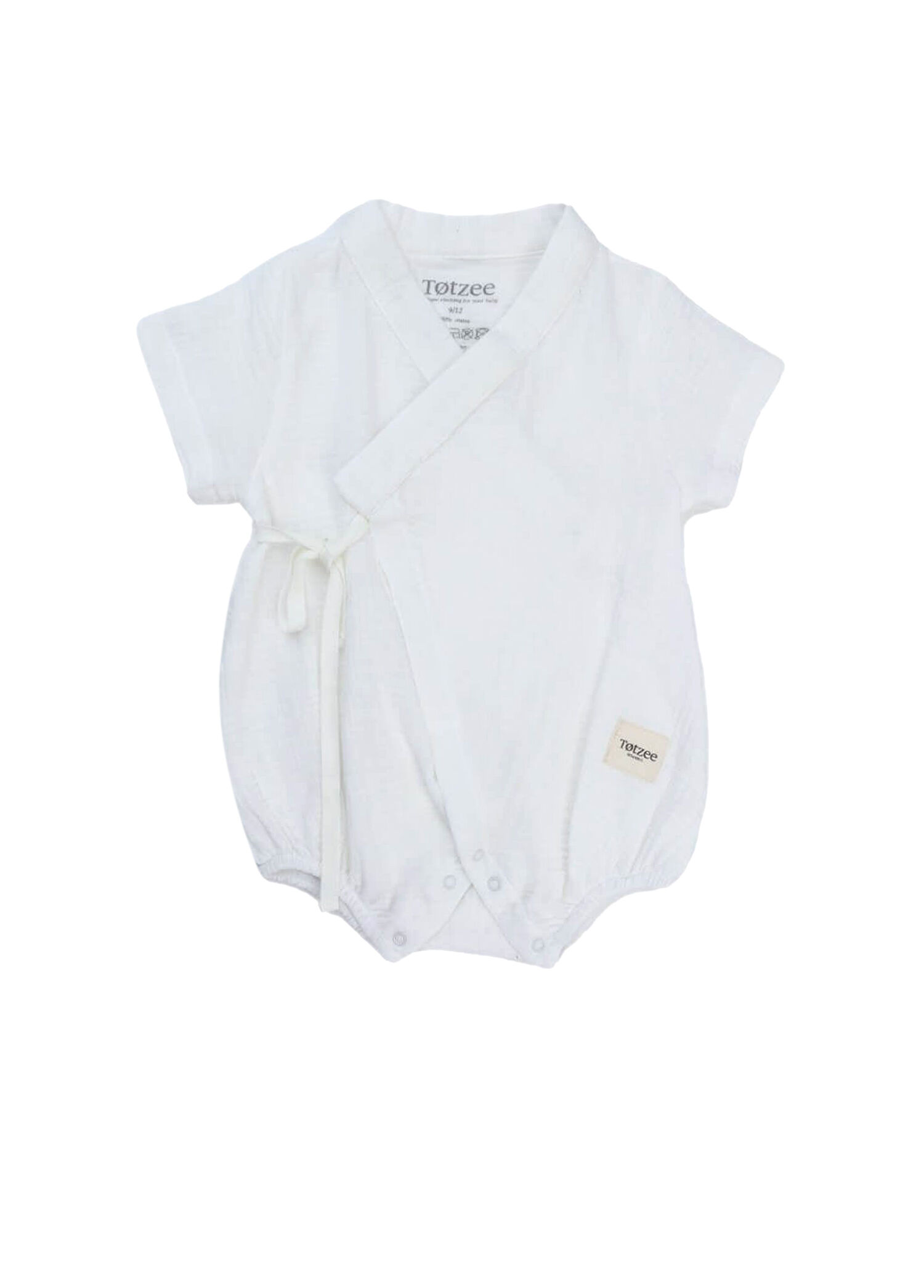 Ekru Müslin Kısa Unisex Bebek Kimono Tulum