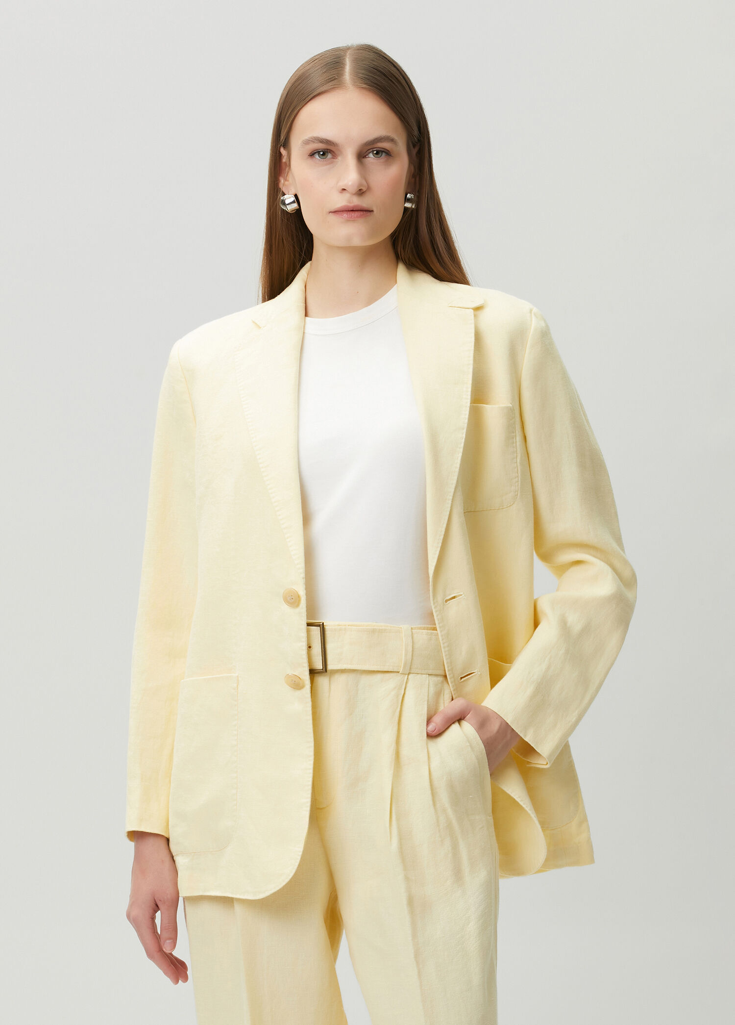 Sarı Keten Blazer