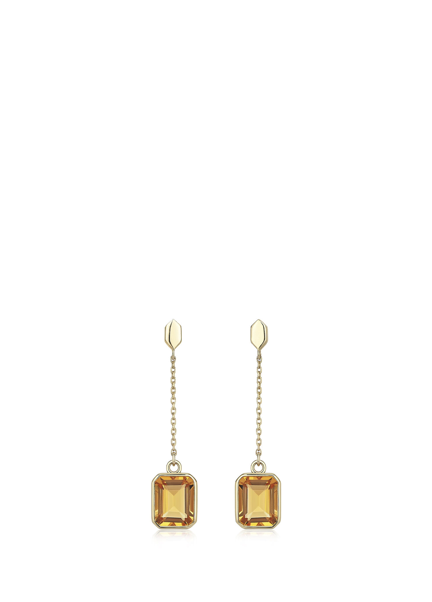 Aurilite Citrine Taşlı 14 Ayar Altın Kadın Pırlanta Küpe