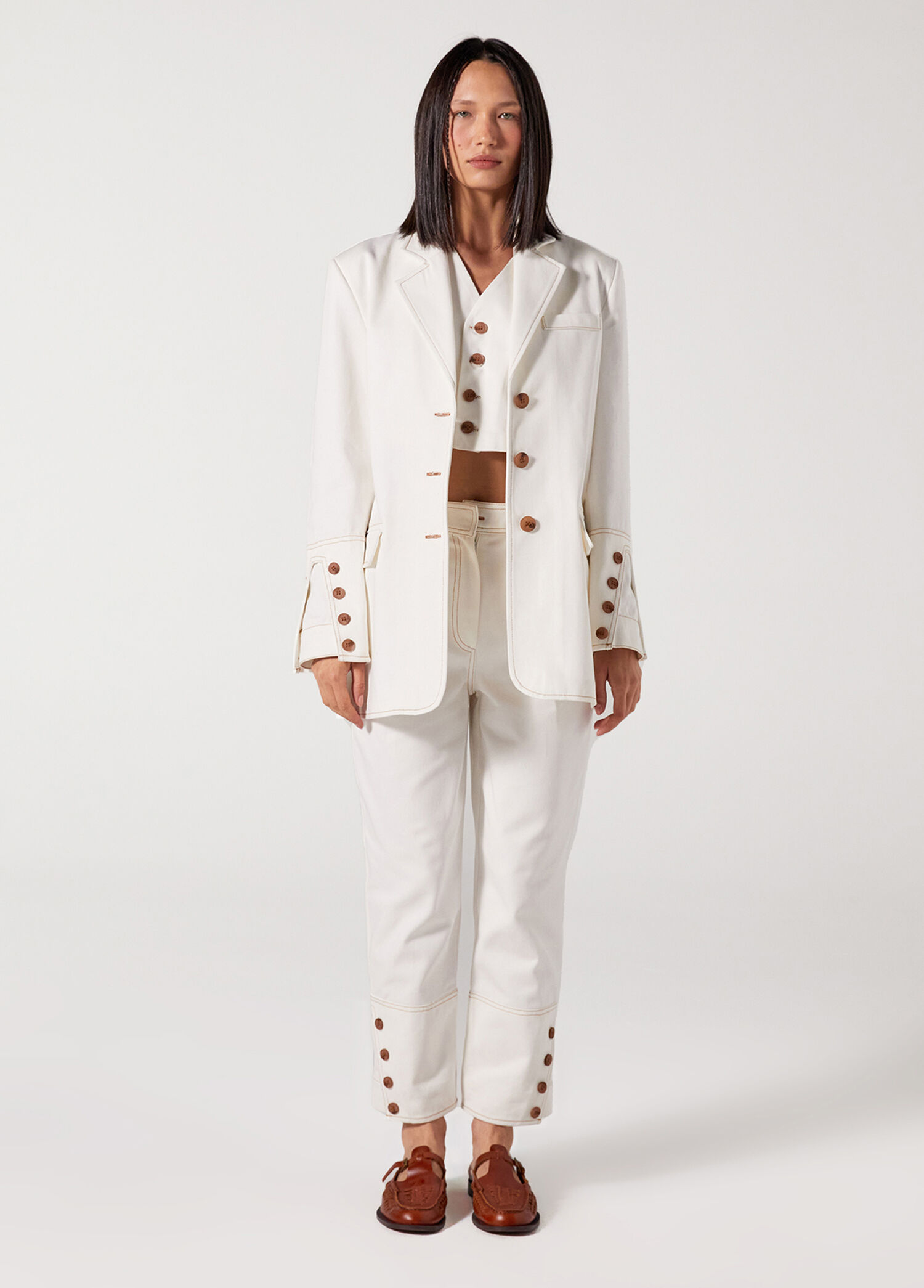 Christopher Beyaz Oversize Kadın Ceket