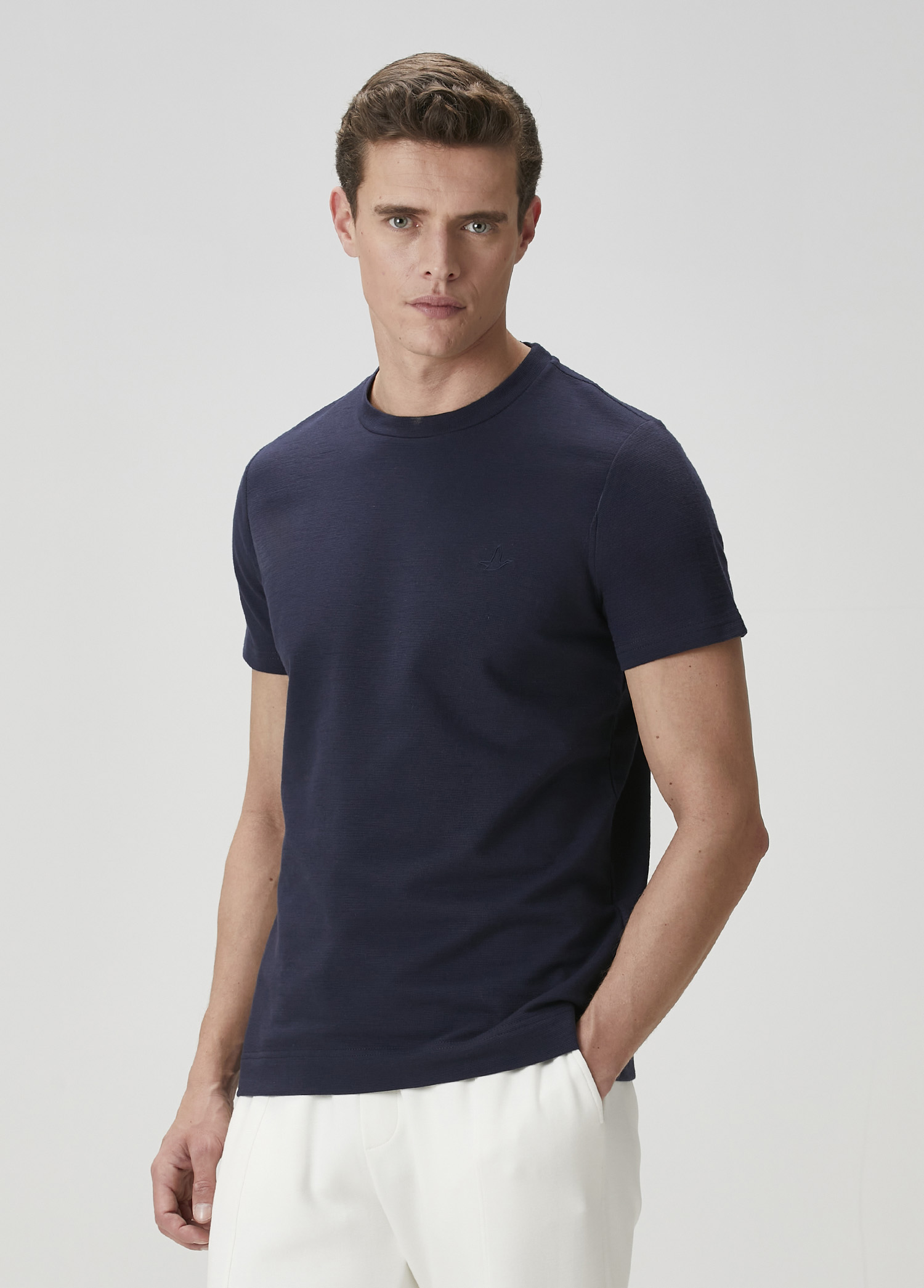 Relaxed Fit Navy Blue Basic T-Shirt