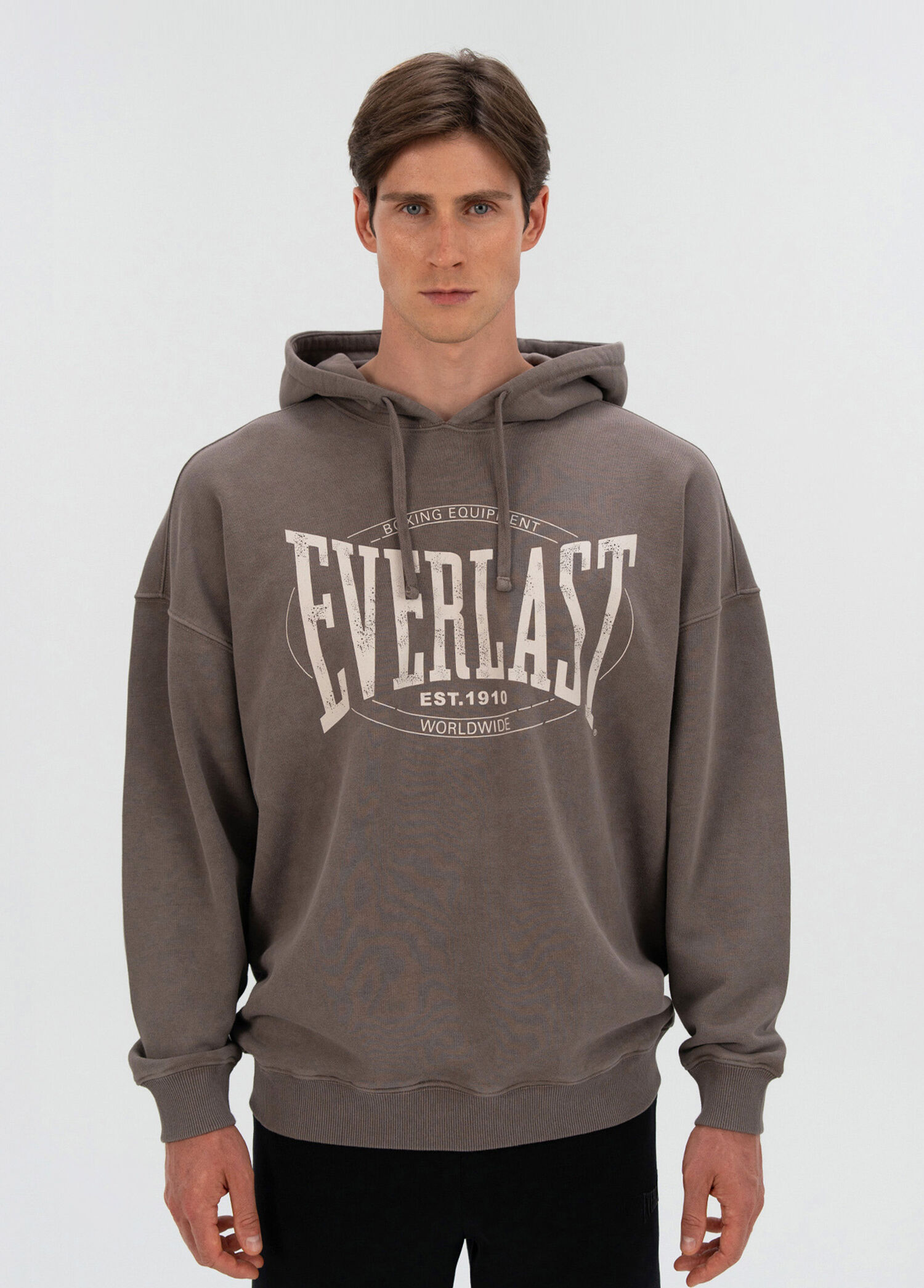 Authentic Boxing Oversize Koyu Vizon Kapüşonlu Uzun Kollu Erkek Sweatshirt