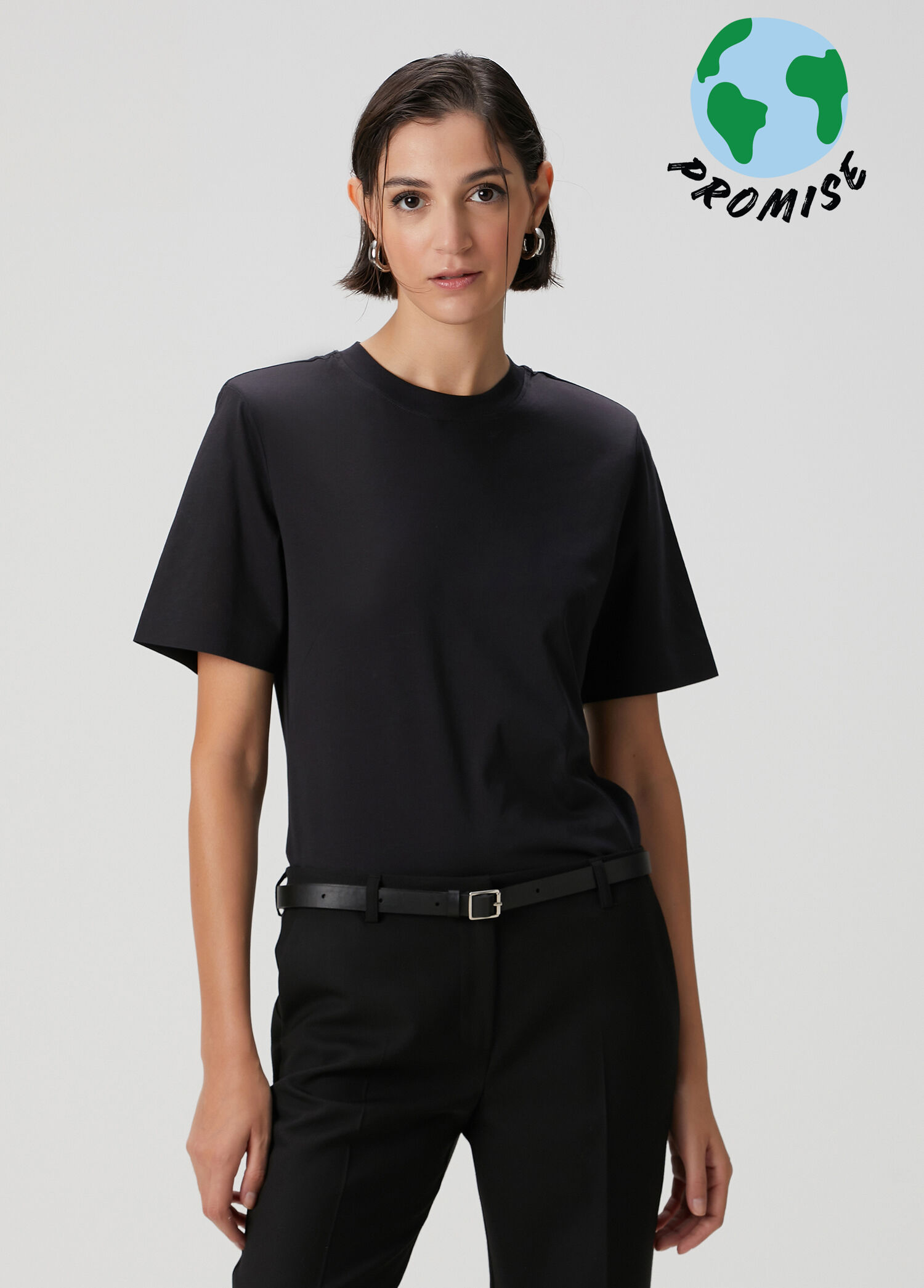 Siyah Vatkalı T-shirt