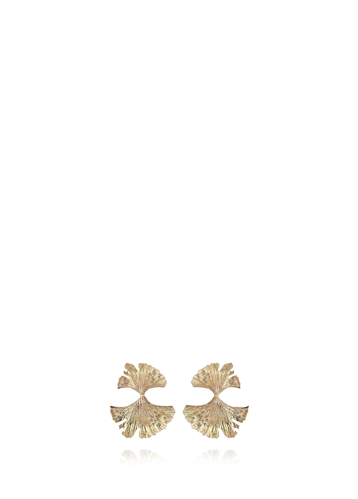 Golden Hues Ginkgo Earrings Altın Kaplama Kadın Küpe