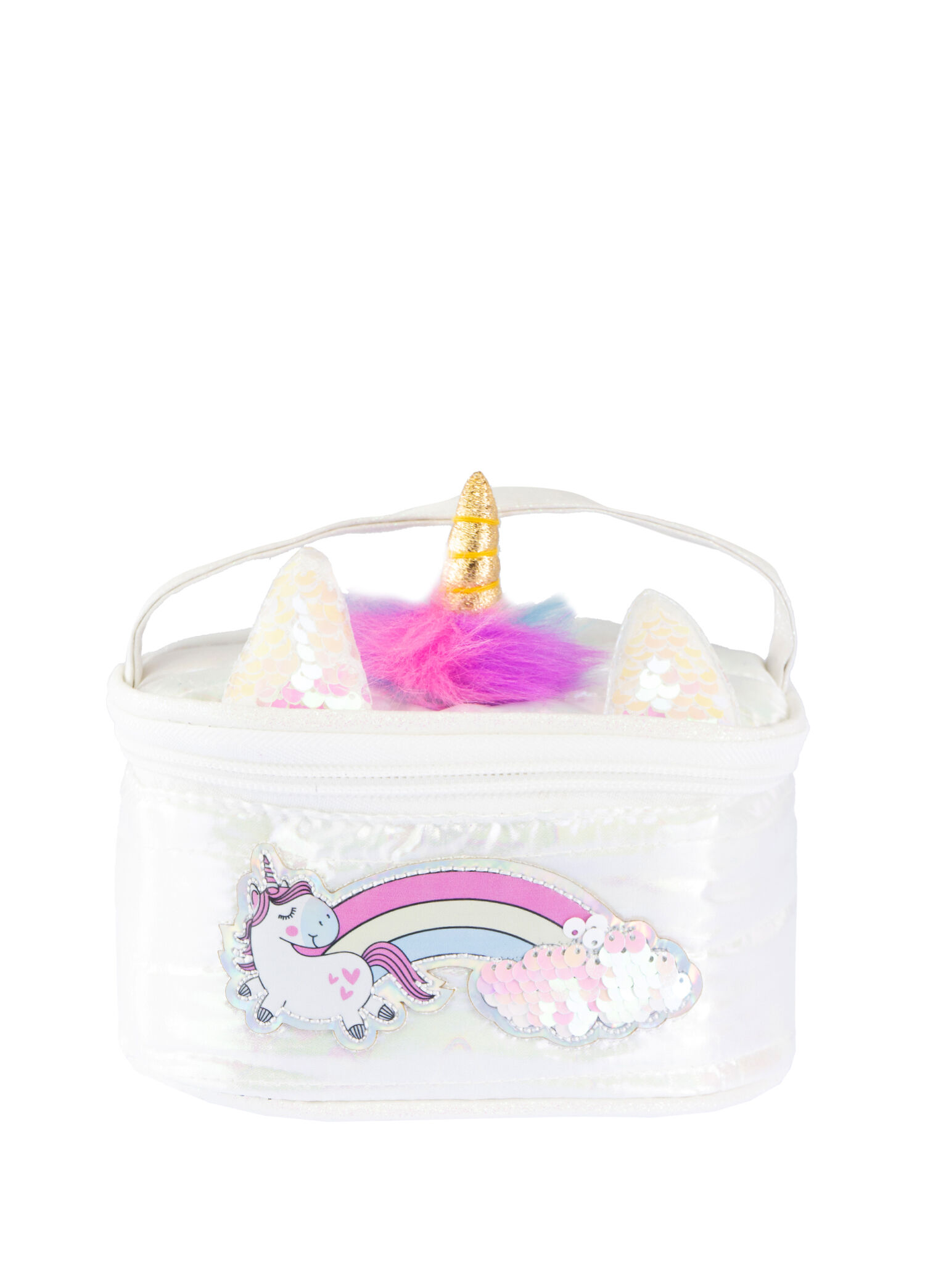 Girabrilla - Puffer Beyaz Unicorn Kız Çocuk Makyaj Çantası - Beyaz