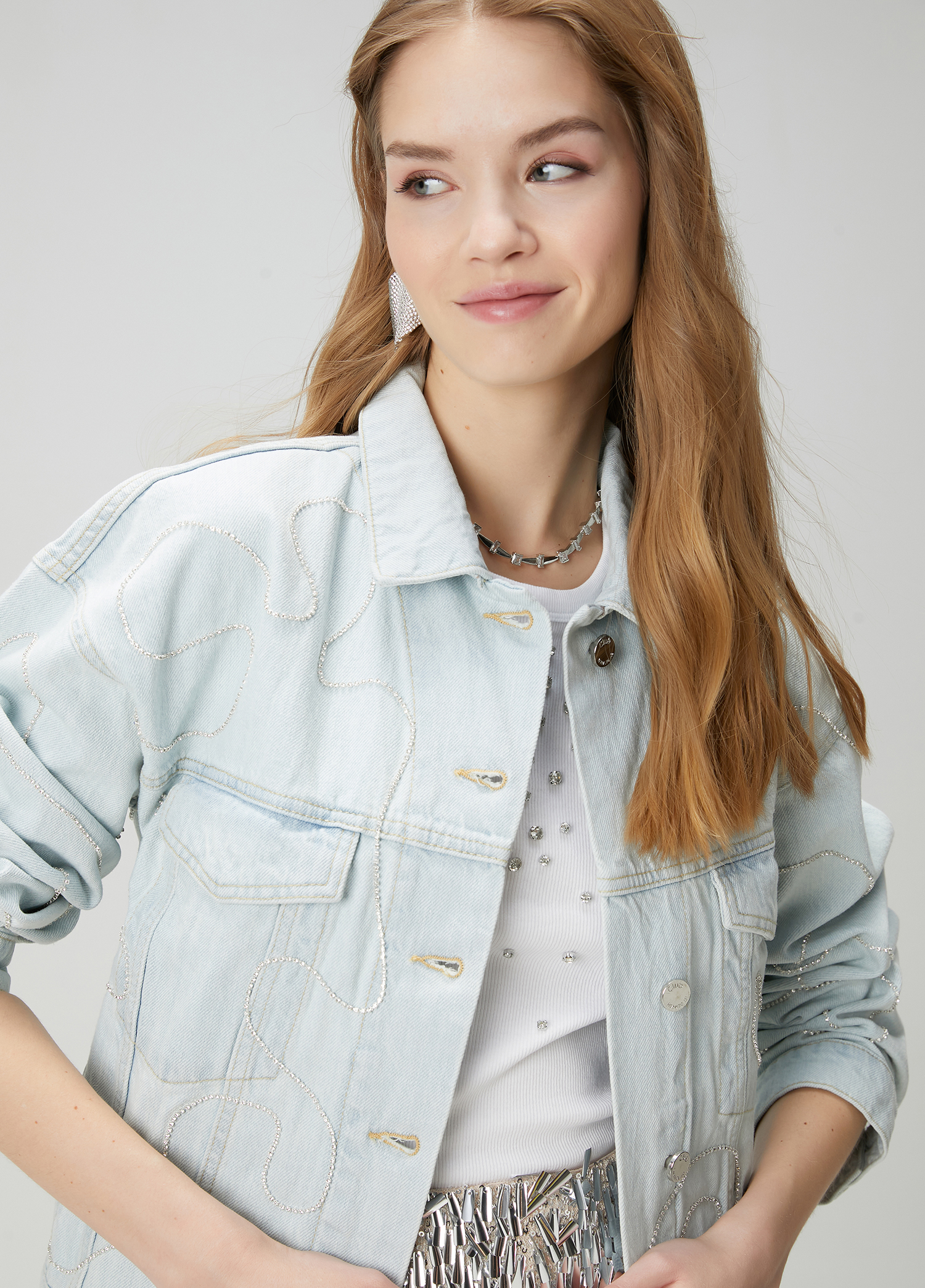 Oversize Açık Mavi Taşlı Denim Ceket_1