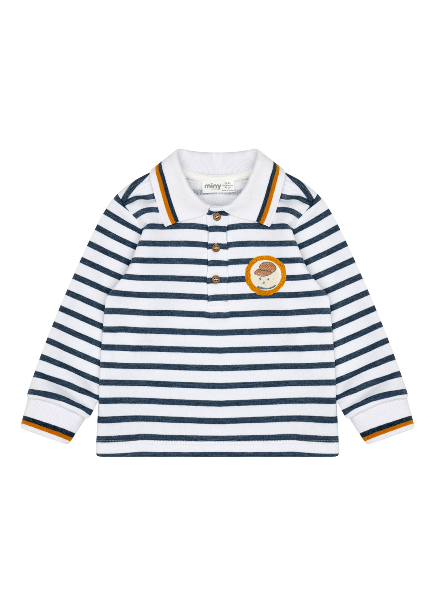 Çizgili Polo Yaka Uzun Kollu Erkek Bebek T-shirt