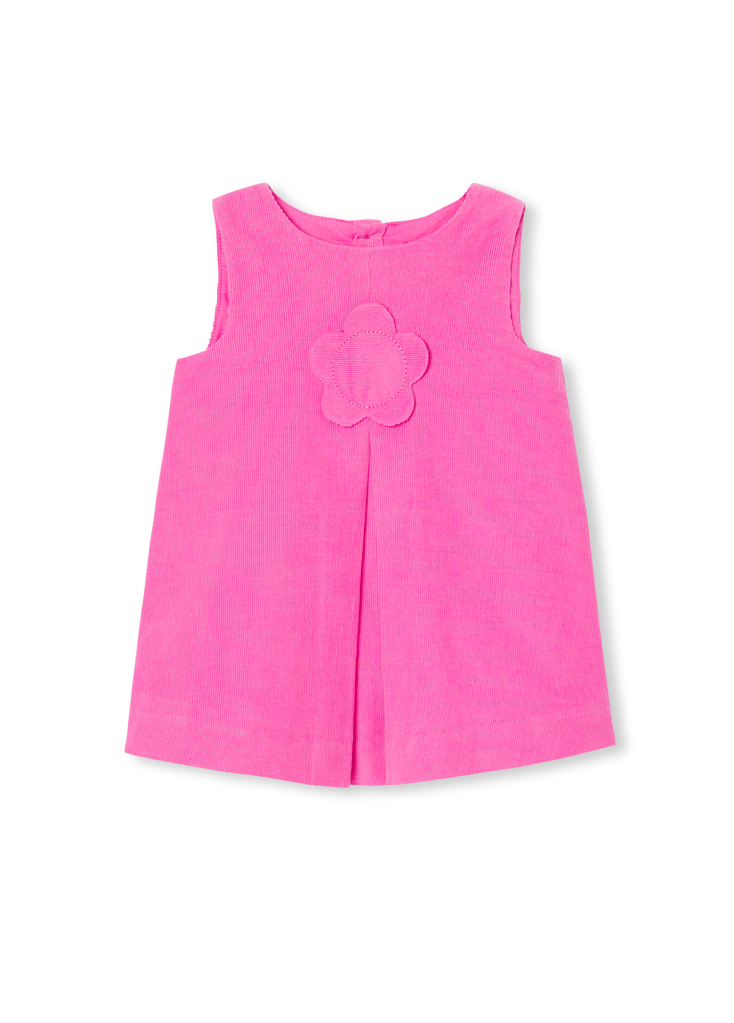 Pembe Sardunya Çiçek Motifli Kız Bebek Önlük Elbise