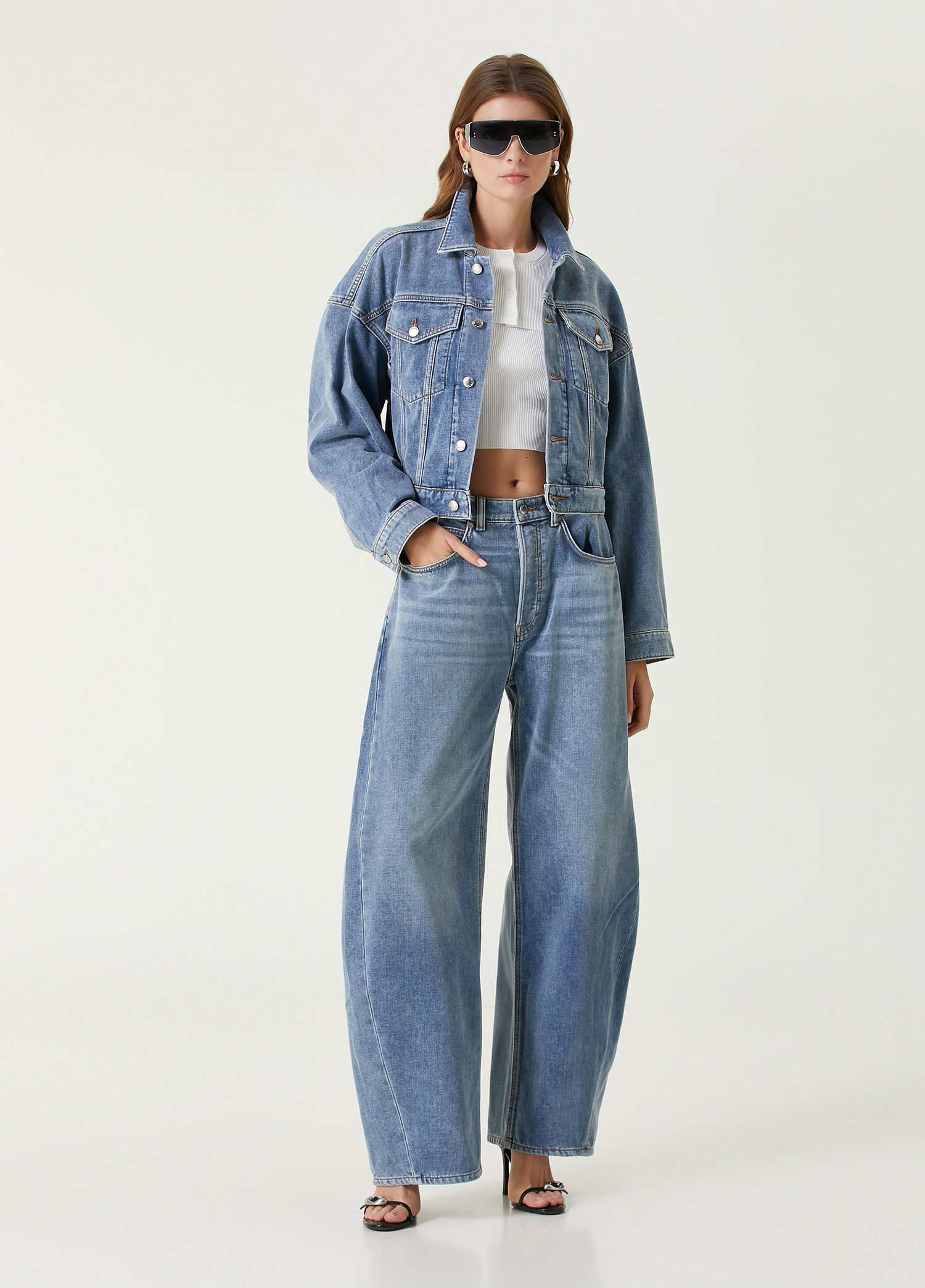 Açık Mavi Oversized Rounded Jean Pantolon