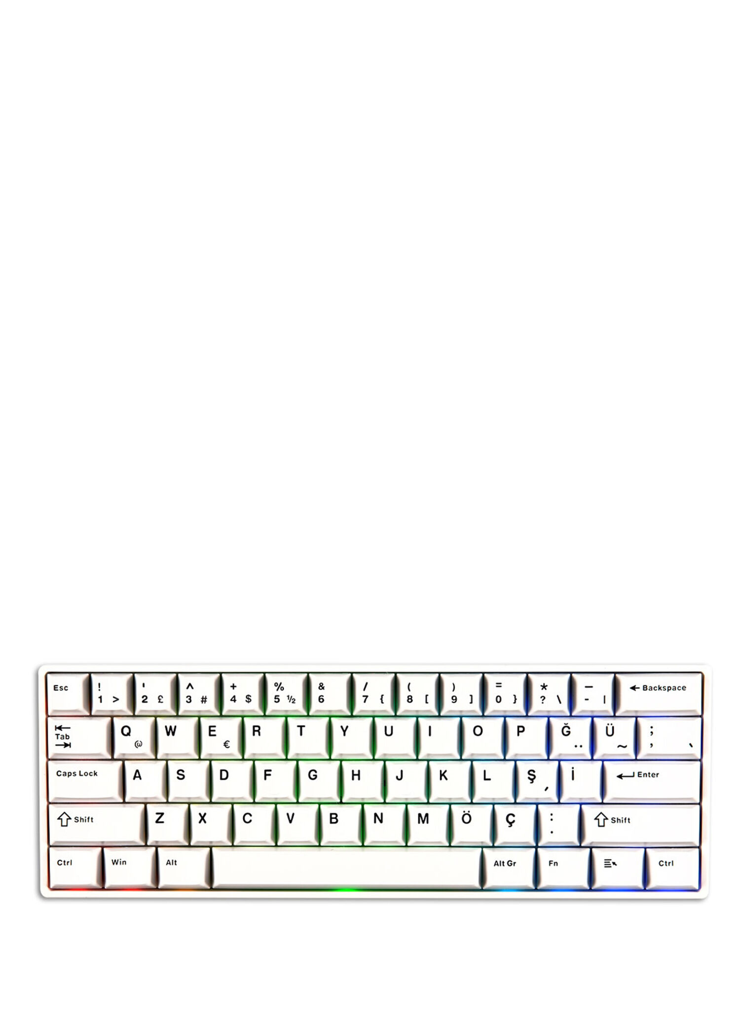 Monsgeek FUN60 Pro White Hall Effect Glare Switch 8K Hz ARGB Mekanik Gaming Klavye