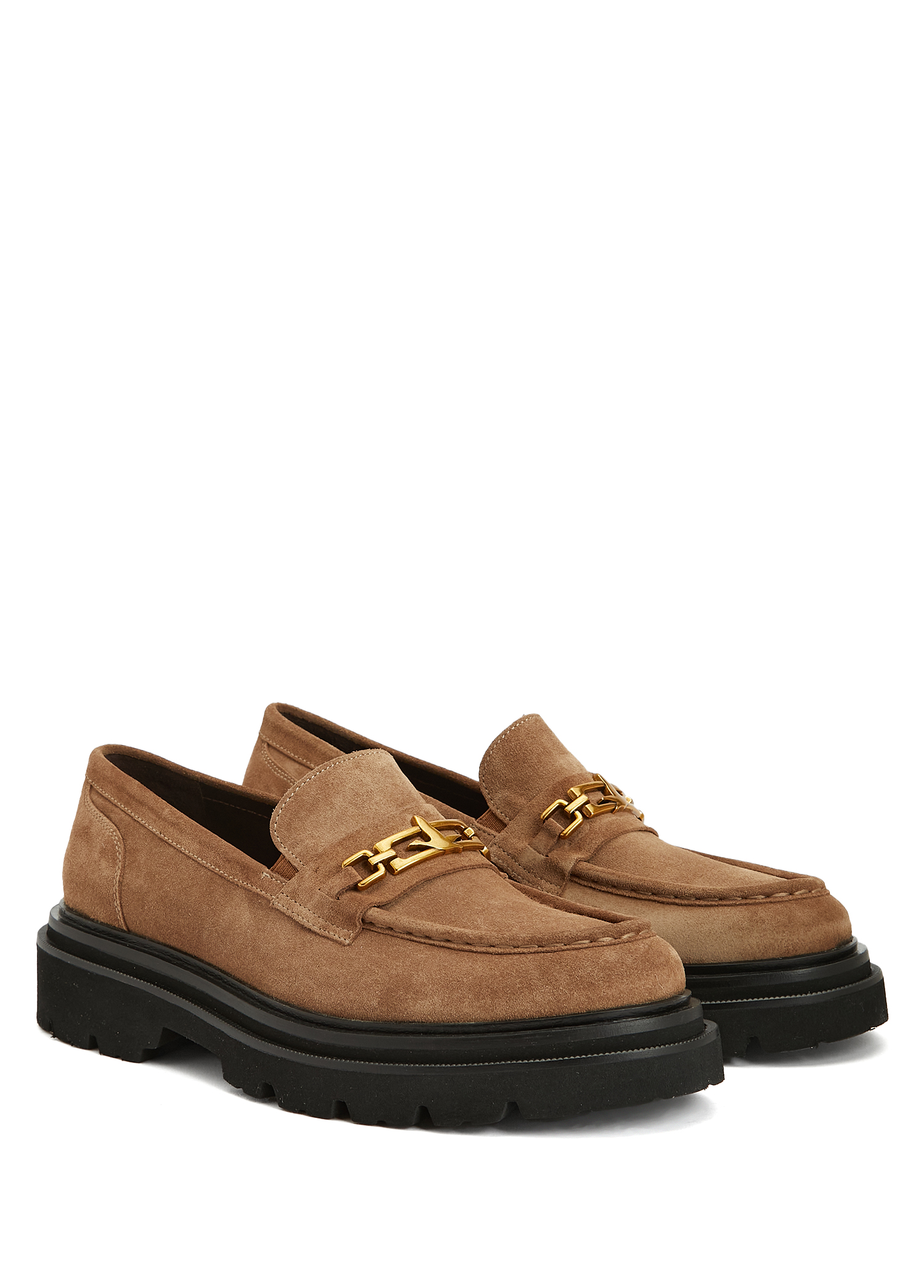 Taba Zincirli Logolu Kadın Süet Loafer_1