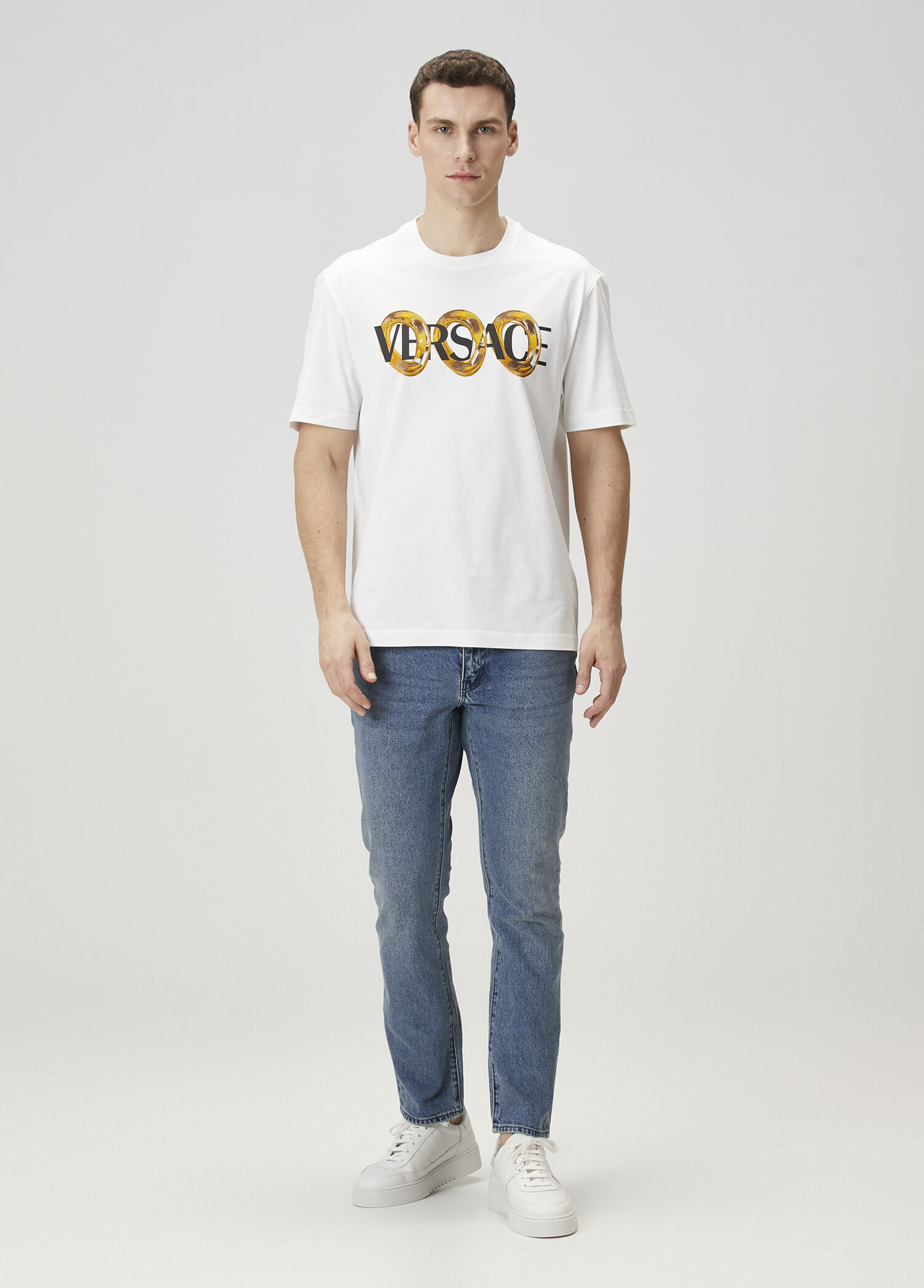 Versace - Beyaz Gold T-shirt - Beyaz-Sari