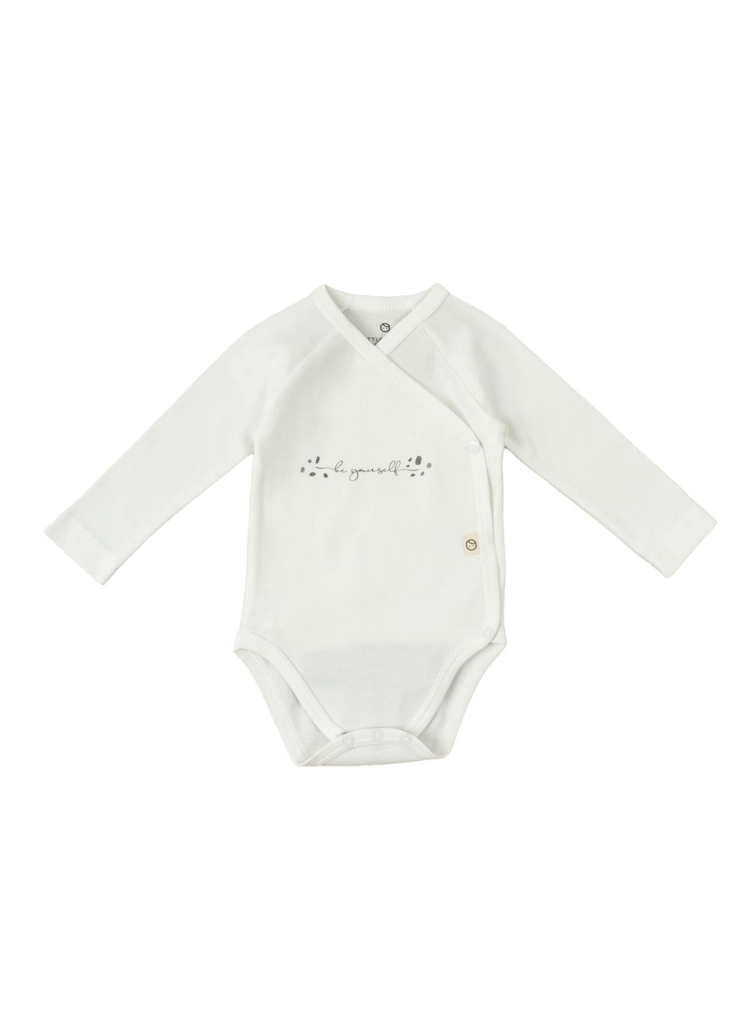 Beyaz Organik Pamuk Uzun Kollu Unisex Bebek Kruvaze Zıbın