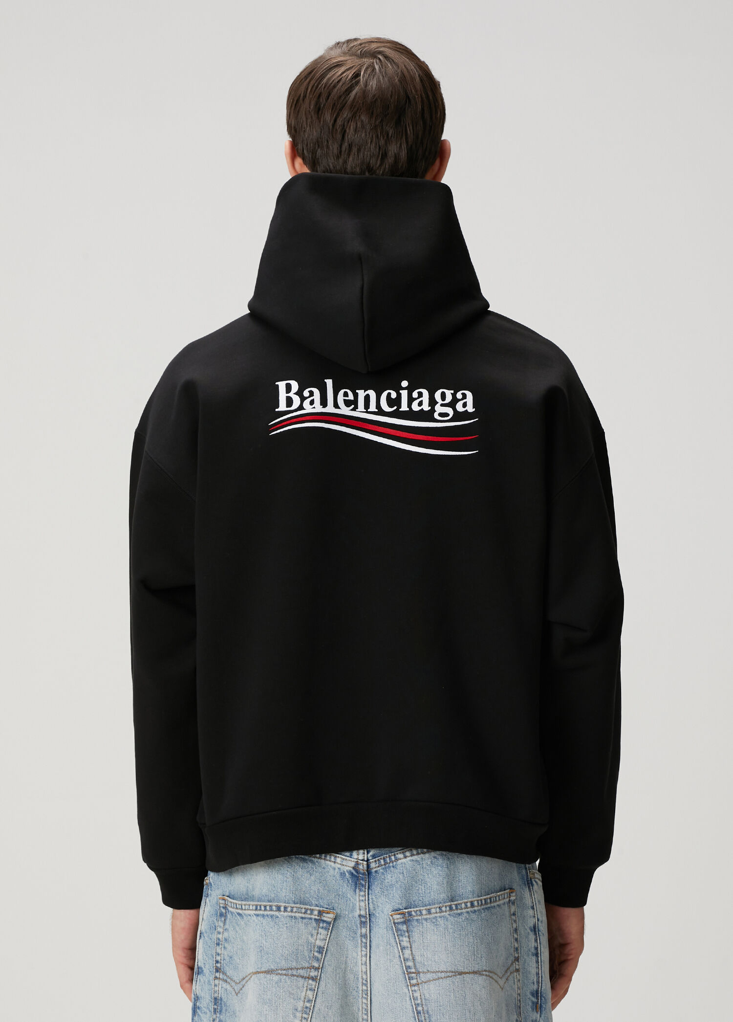 Balenciaga - Siyah Kapüşonlu Logo Nakışlı Sweatshirt - Siyah
