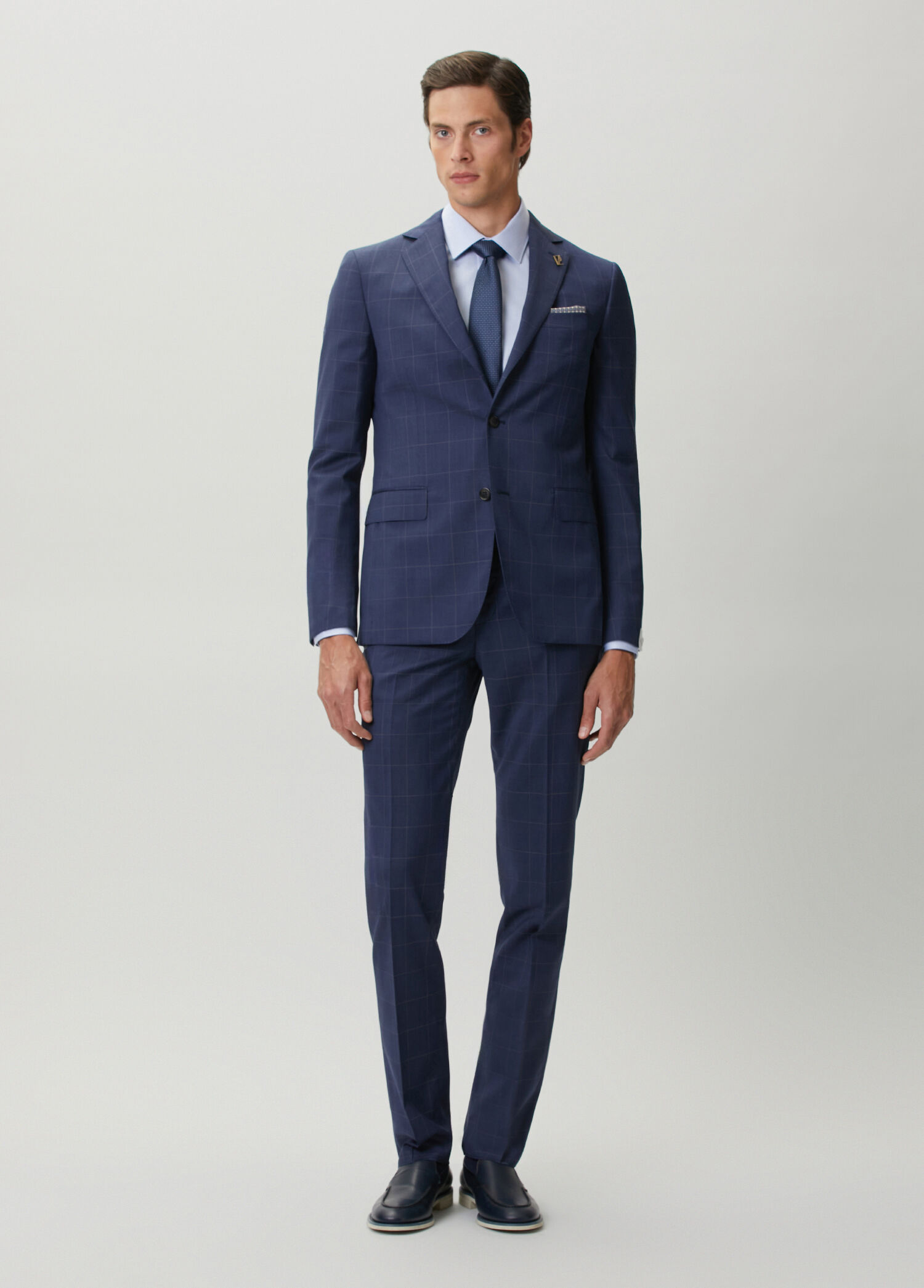 Vicenza Blue Check Wool Suit