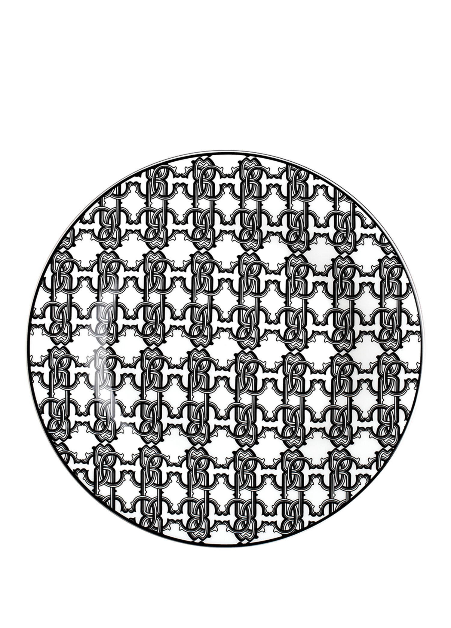 Monogram Siyah Beyaz Desenli Porselen Pasta Tabağı 21 cm