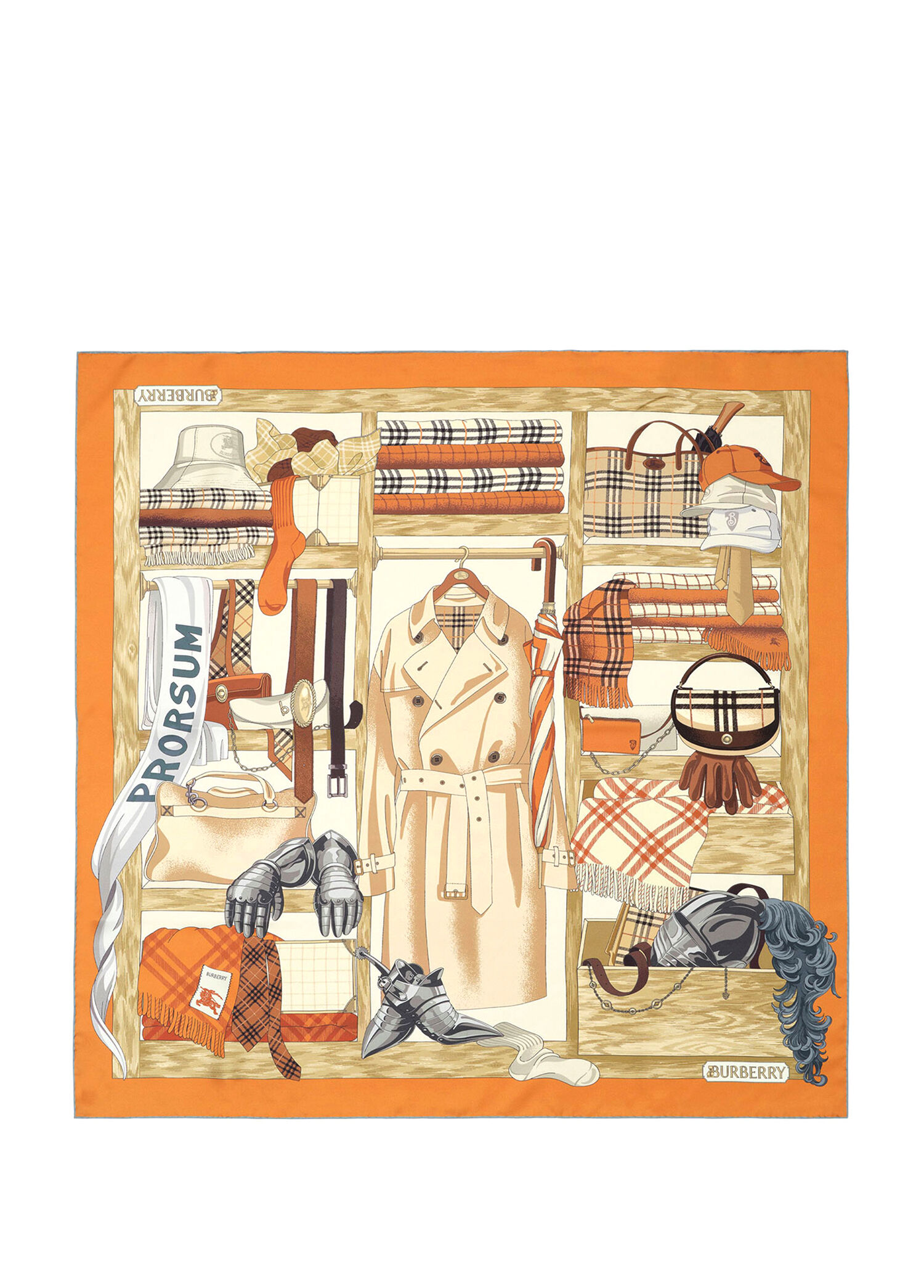 Wardrobe Silk Turuncu Desenli Kadın Eşarp