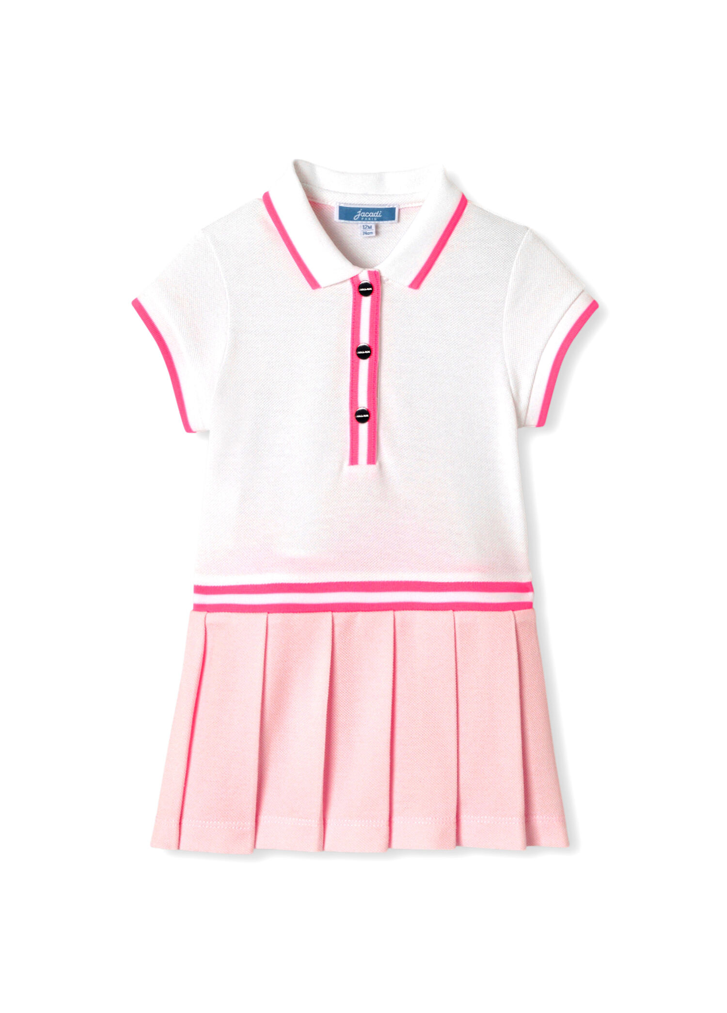 Pembe Pike Polo Yaka Kısa Kollu Kız Bebek Elbise