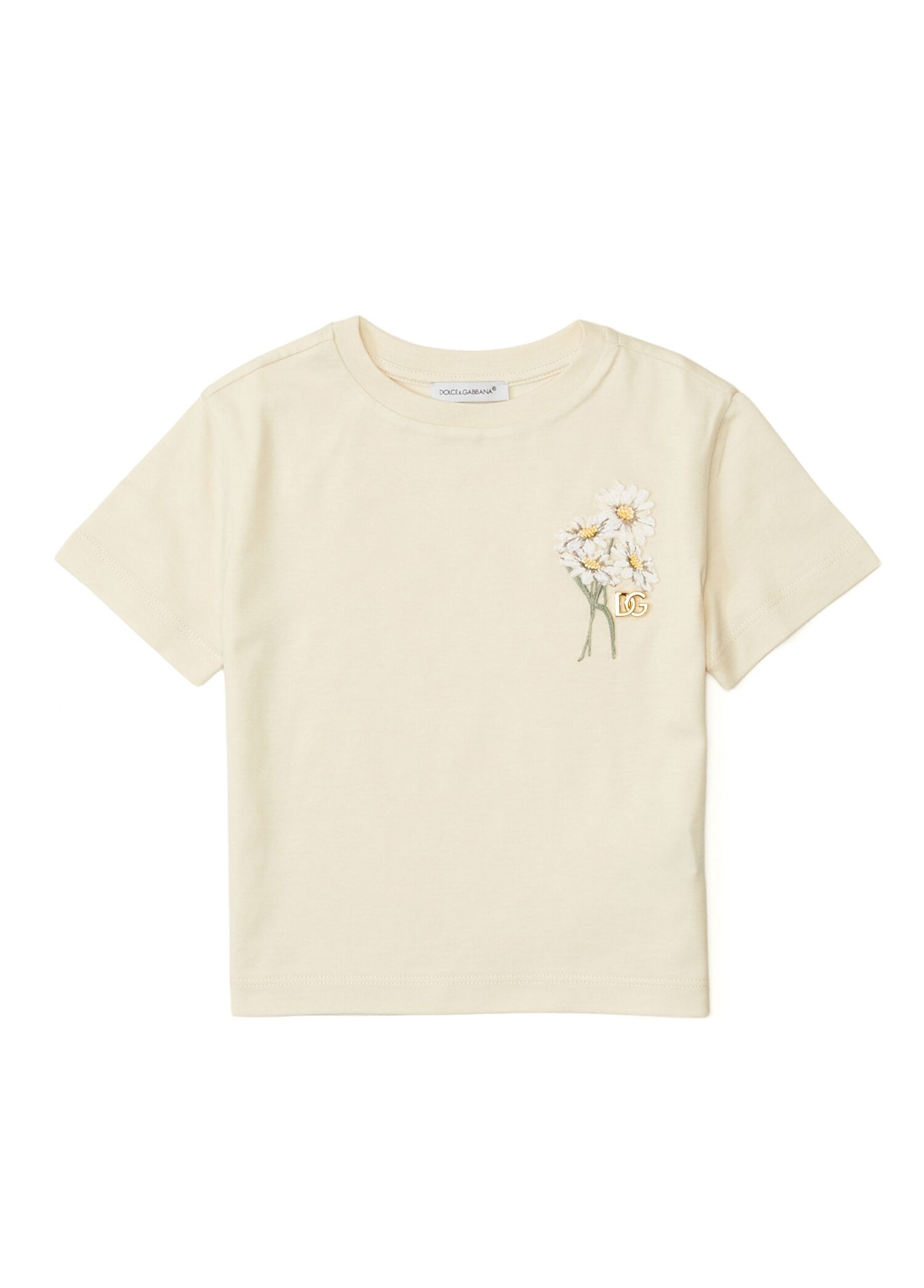 Sarı Çiçek Nakışlı Kız Çocuk T-shirt
