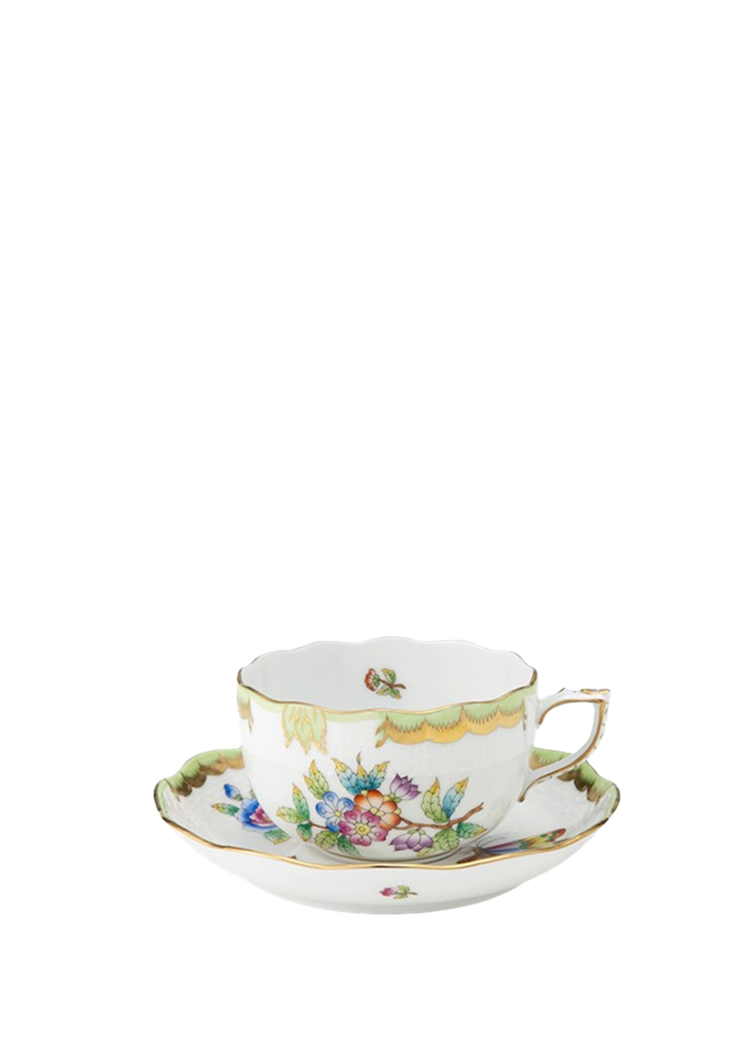 Victoria Desenli Porselen Çay Fincanı ve Tabağı