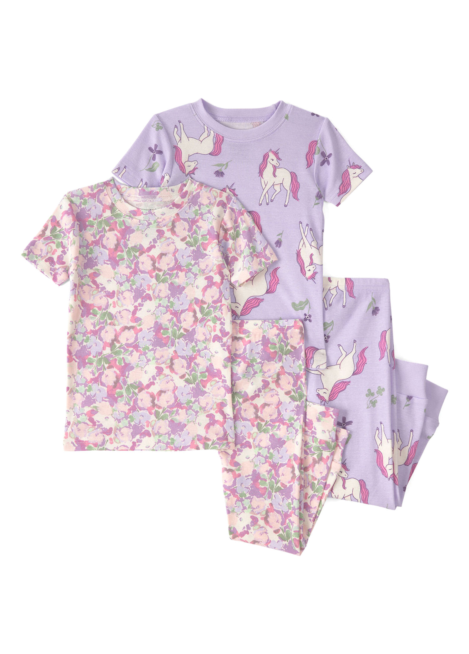 Renkli Desenli Kısa Kollu Kız Bebek 2'li Pijama Takımı