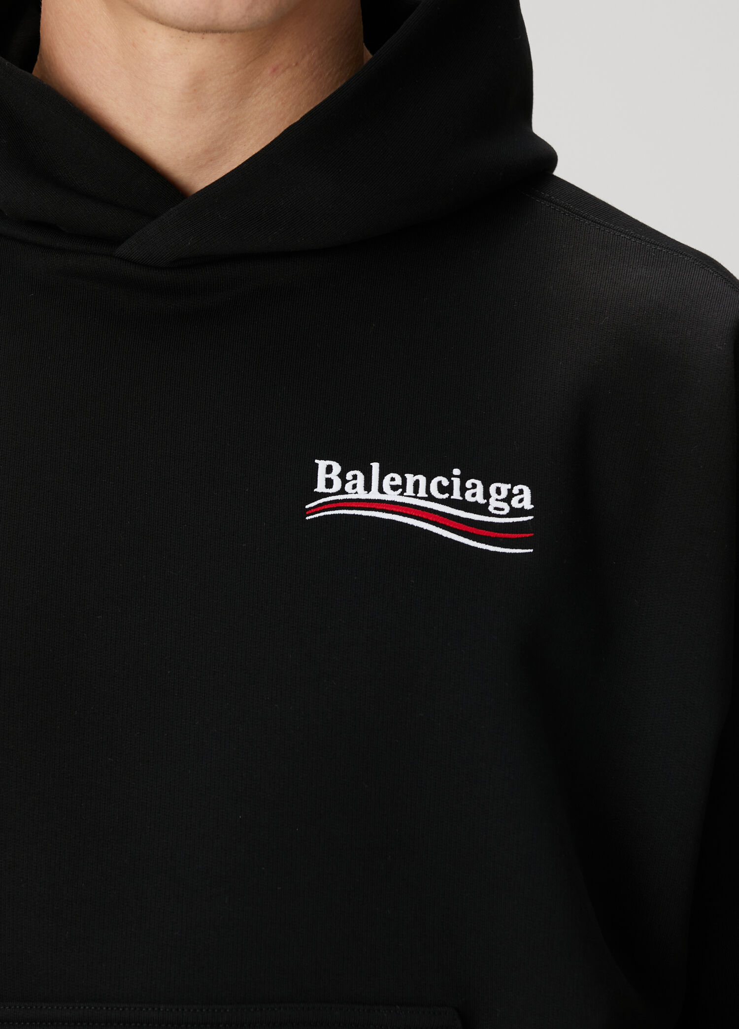 Balenciaga - Siyah Kapüşonlu Logo Nakışlı Sweatshirt - Siyah