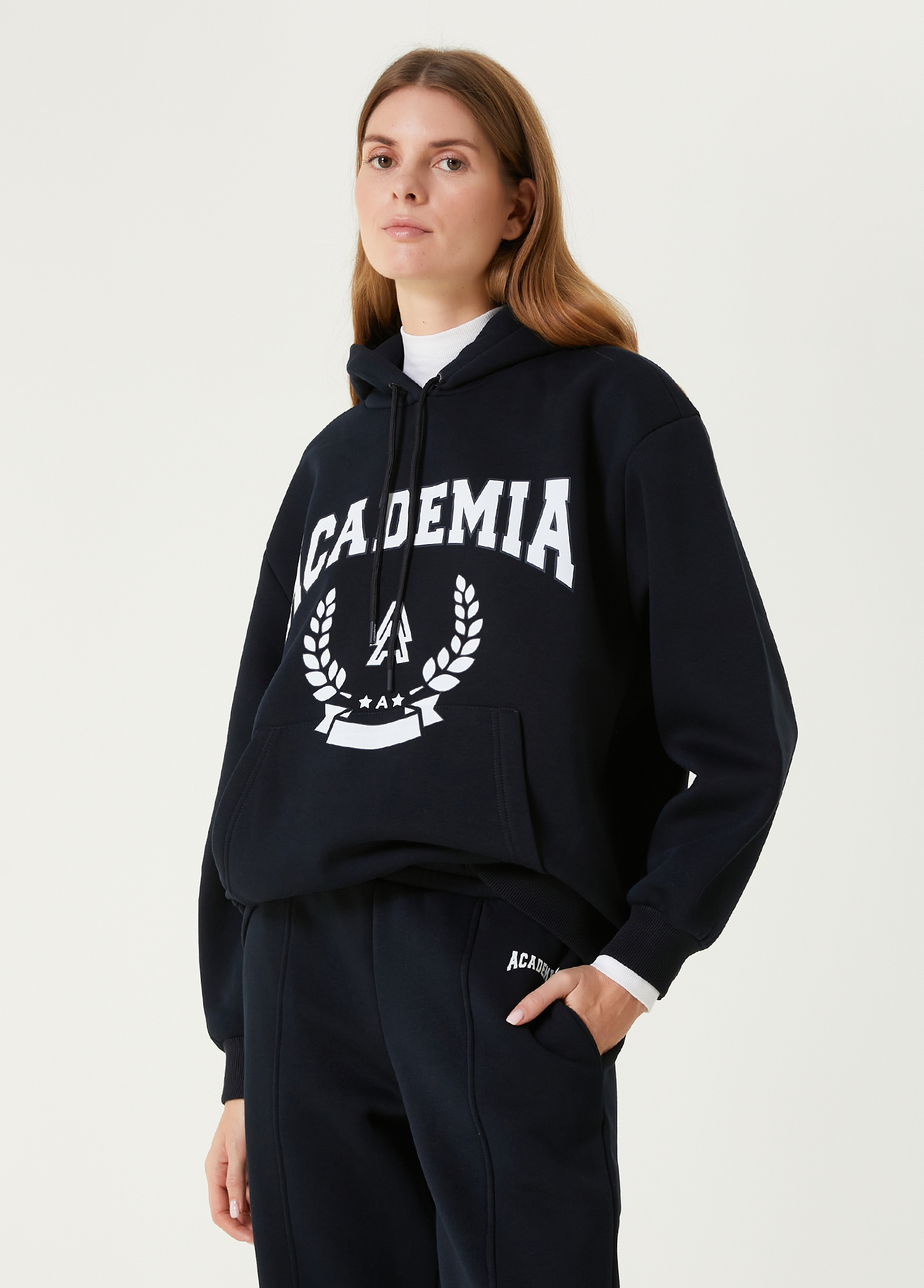 Lacivert Kapüşonlu Logo Detaylı Sweatshirt