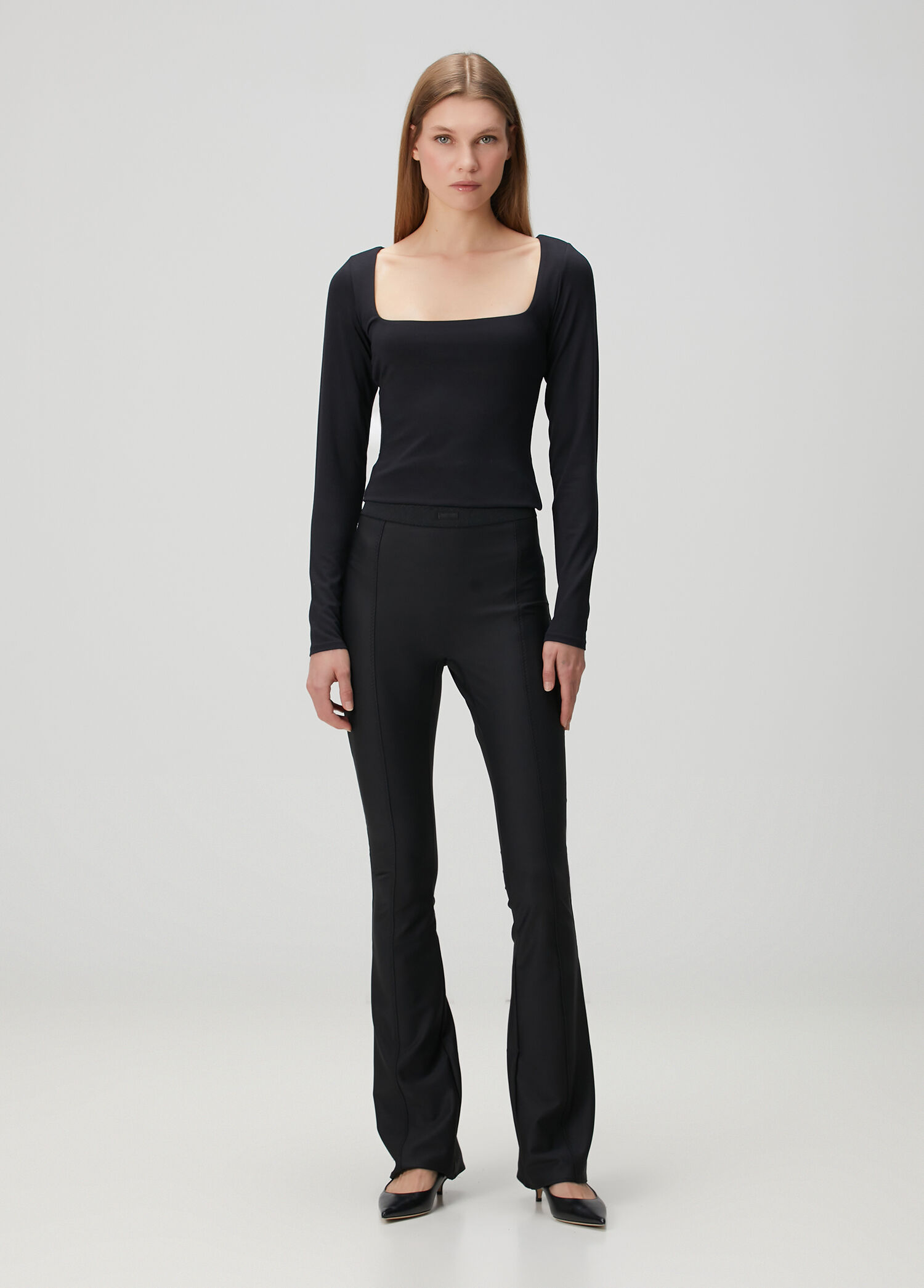 Skinny Flare Siyah Pantolon