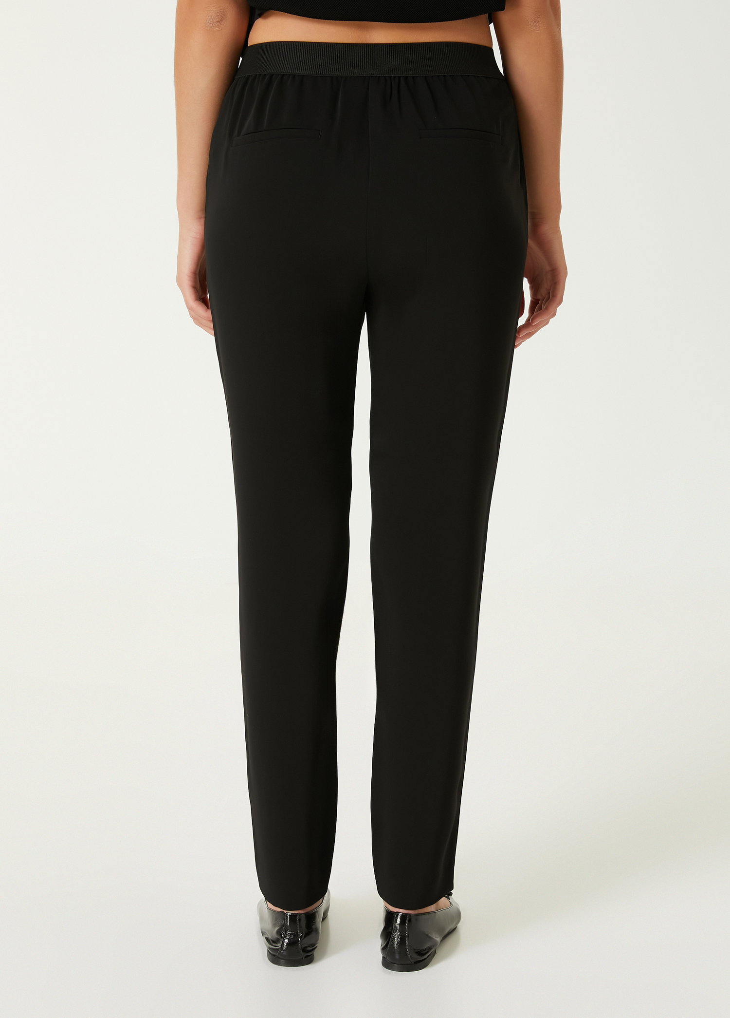 Siyah Krep Pijama Pantolon_4